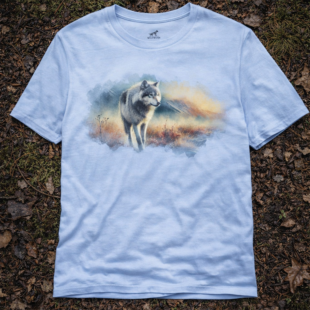 Watercolor Lone Wolf Tee | Misty Wilderness Wolf Graphic Shirt | Minimal Nature T-Shirt product thumbnail image Watercolor Lone Wolf Tee | Misty Wilderness Wolf Graphic Shirt | Minimal Nature T-Shirt product thumbnail image