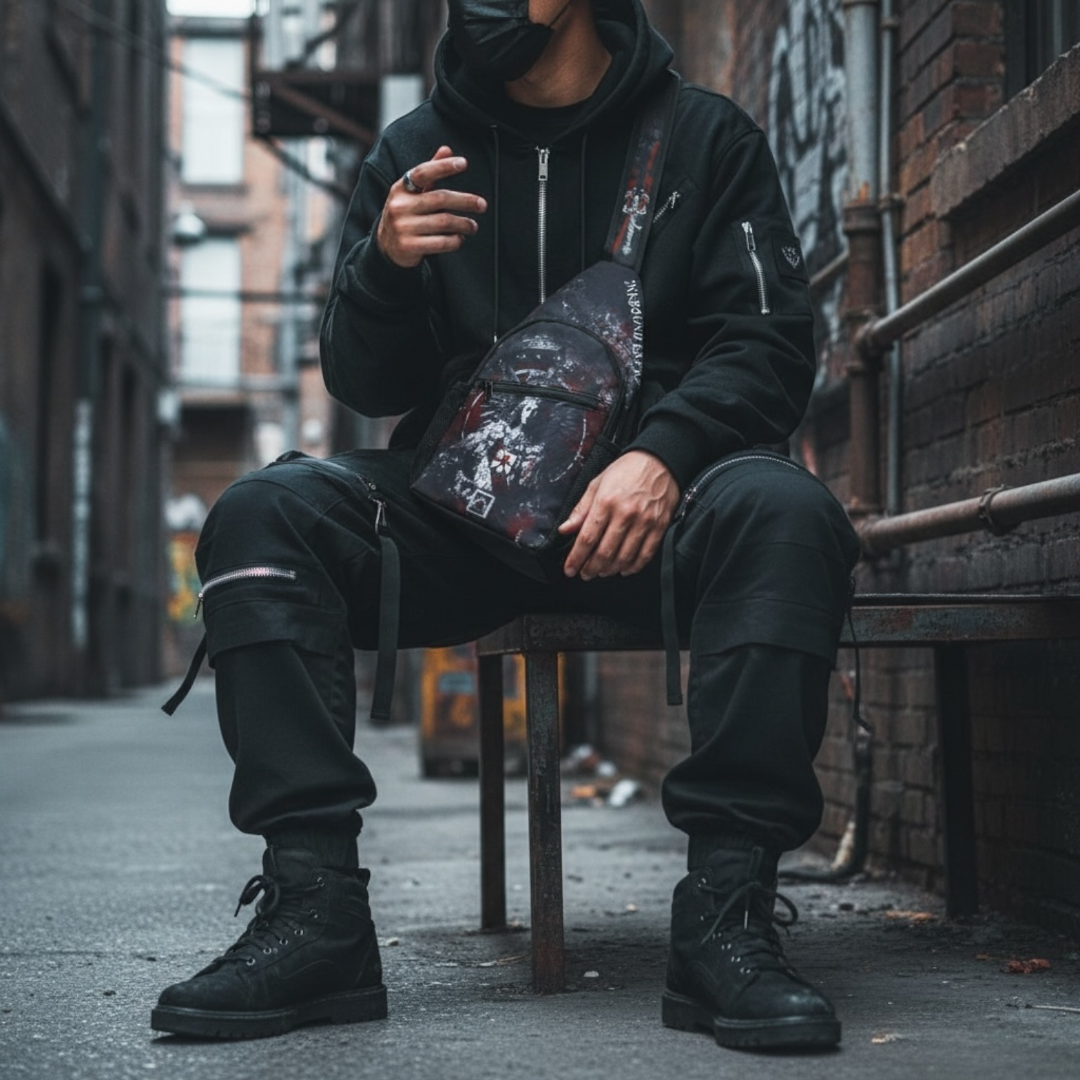 Trashpolka Grunge Chest Bag — Edgy AOP Streetwear Sling product thumbnail image