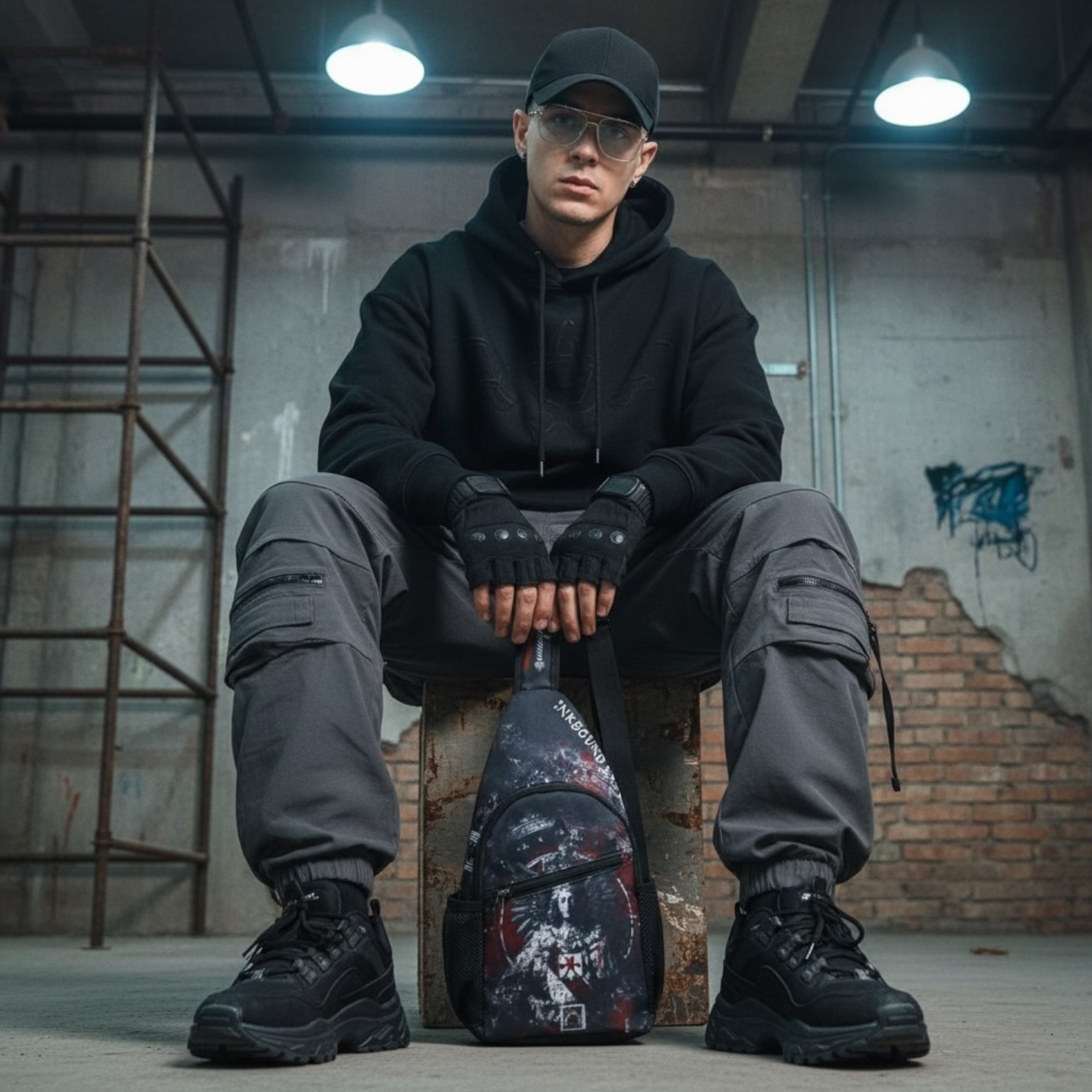 Trashpolka Grunge Chest Bag — Edgy AOP Streetwear Sling product thumbnail image