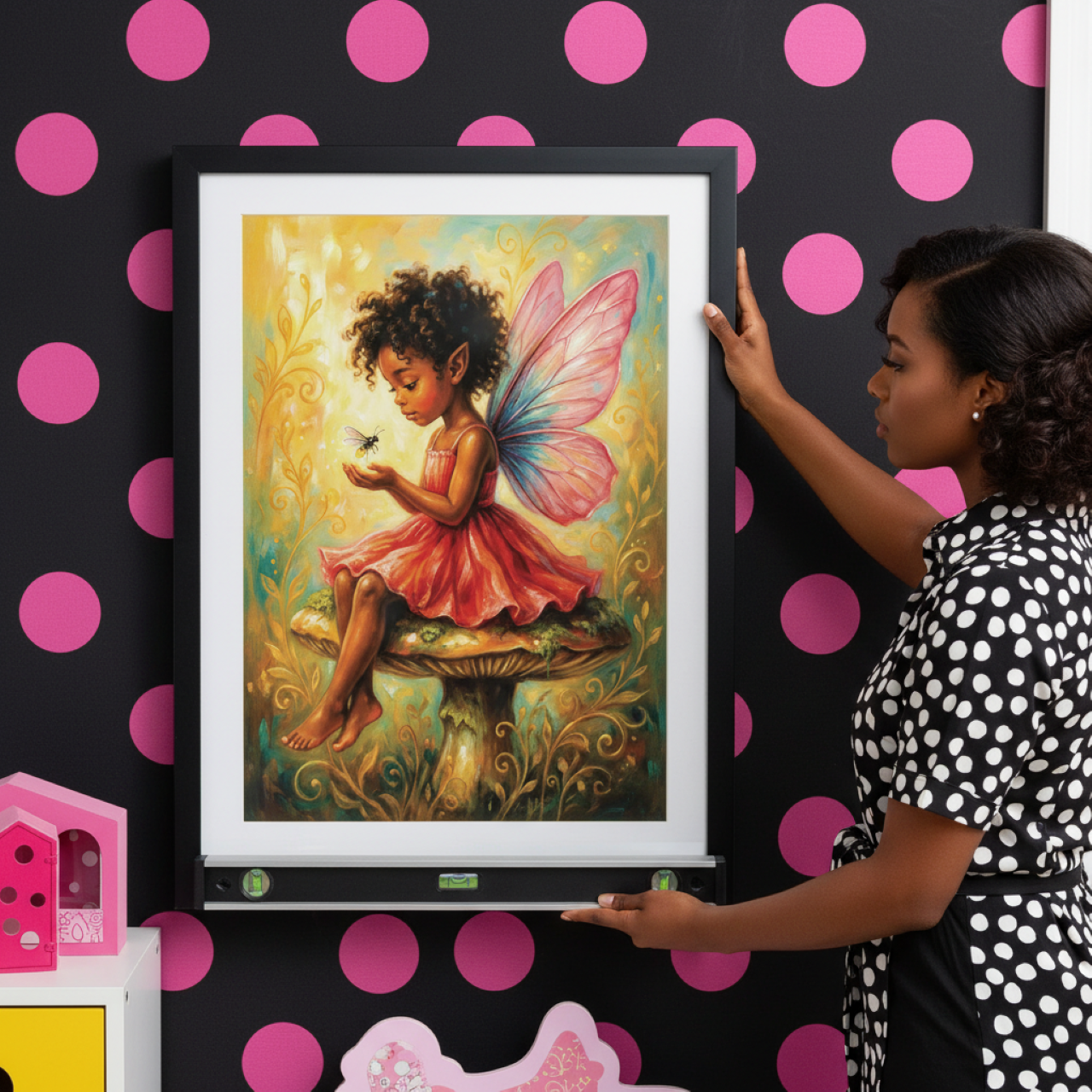 Butterfly Wings Fairy Girl Wall Art Poster— Heirloom Fantasy Storybook Pink Bedroom Decor (Matte, Museum-Grade) product thumbnail image