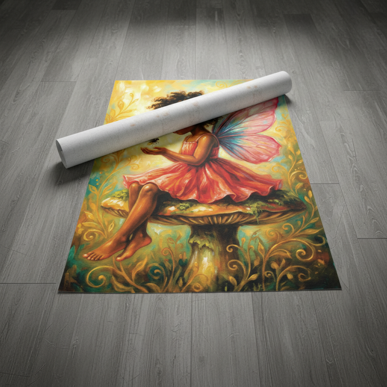  Butterfly Wings Fairy Girl Wall Art Poster— Heirloom Fantasy Storybook Pink Bedroom Decor (Matte, Museum-Grade) product thumbnail image