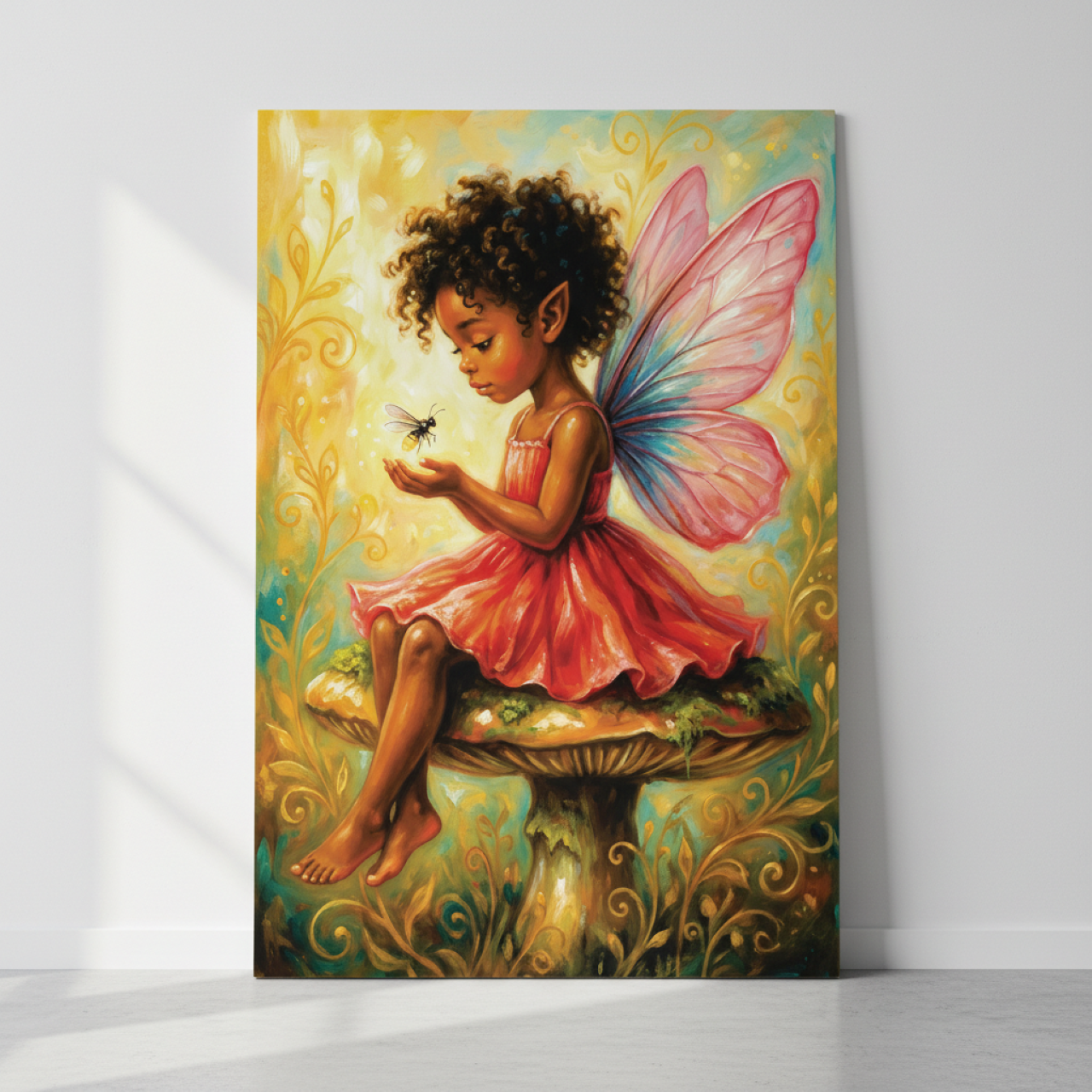  Butterfly Wings Fairy Girl Wall Art Poster— Heirloom Fantasy Storybook Pink Bedroom Decor (Matte, Museum-Grade) product thumbnail image