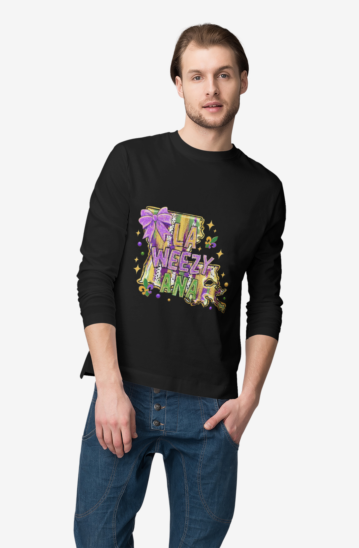 Mardi Gras Unisex Long Sleeve shirt| Louisiana Festival Tee | Fun graphic shirt product thumbnail image Mardi Gras Unisex Long Sleeve shirt| Louisiana Festival Tee | Fun graphic shirt product thumbnail image