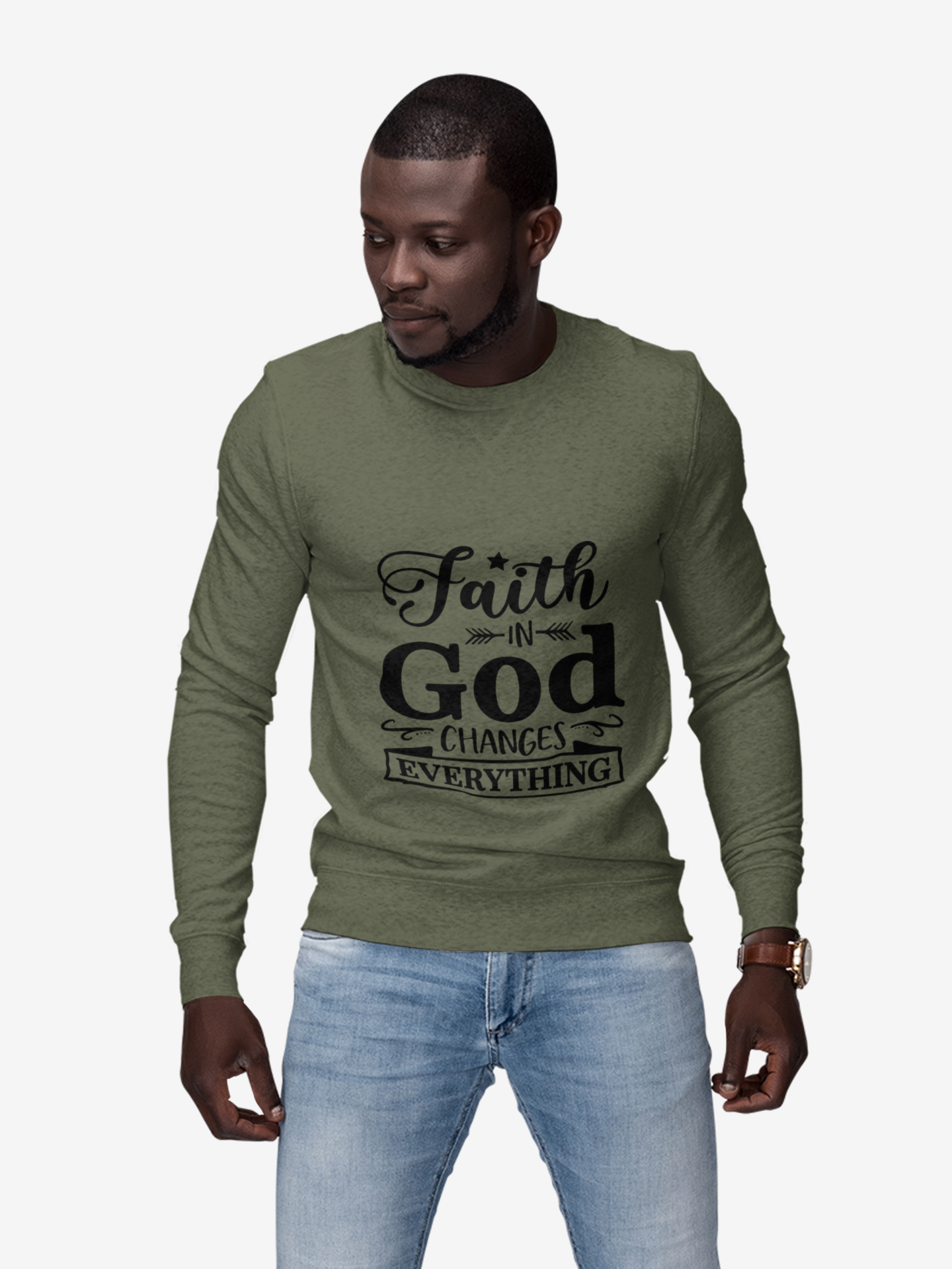 Faith Message Crewneck Sweatshirt — Inspirational Christian Quote Sweatshirt product thumbnail image Faith Message Crewneck Sweatshirt — Inspirational Christian Quote Sweatshirt product thumbnail image