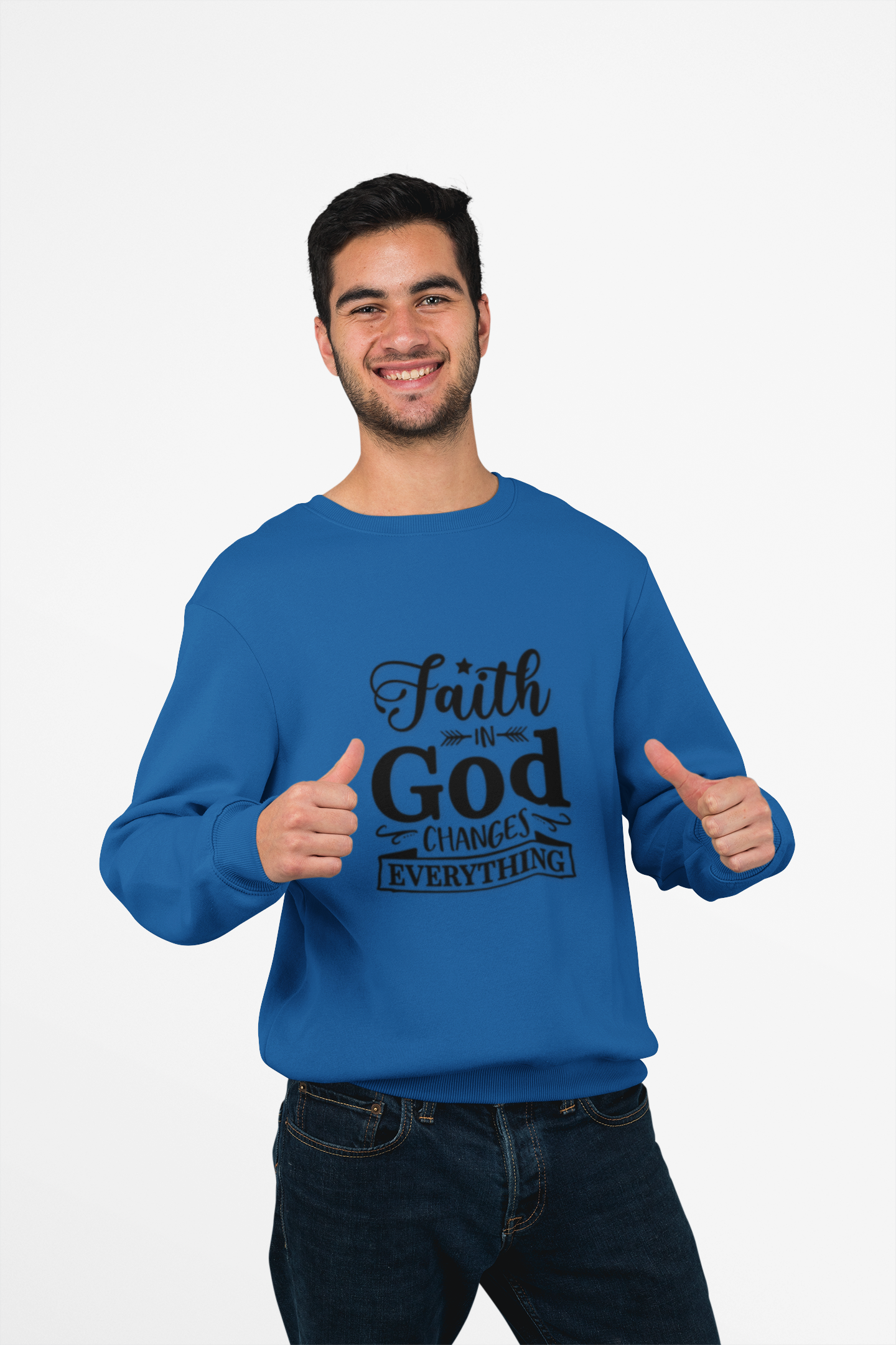 Faith Message Crewneck Sweatshirt — Inspirational Christian Quote Sweatshirt product thumbnail image Faith Message Crewneck Sweatshirt — Inspirational Christian Quote Sweatshirt product thumbnail image