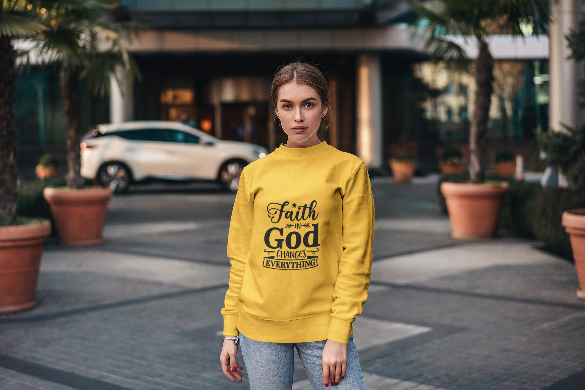 Faith Message Crewneck Sweatshirt — Inspirational Christian Quote Sweatshirt product thumbnail image
