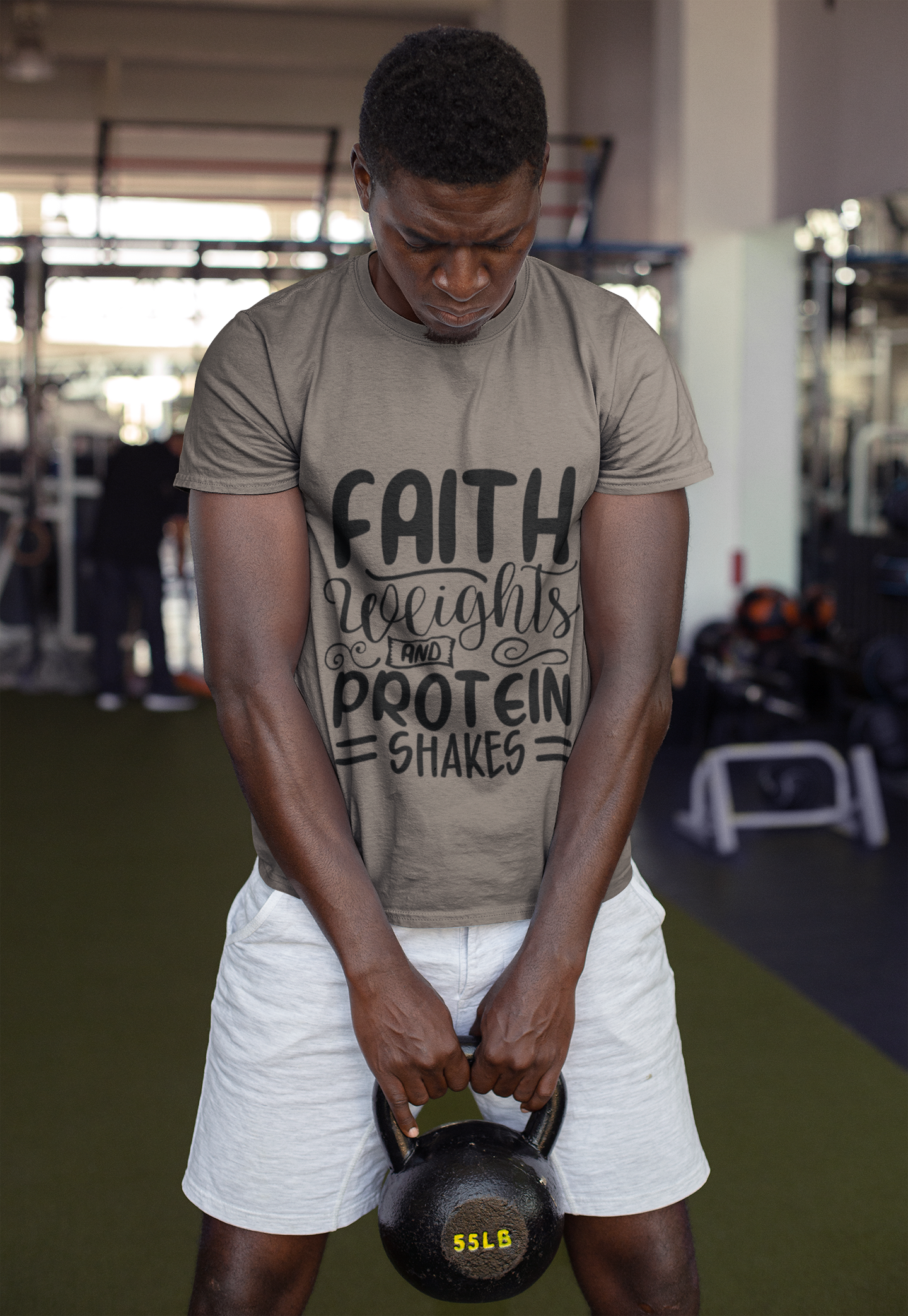 Faith, Weights, and Protein Shakes T-Shirt — Motivational Fitness Tee product thumbnail image Faith, Weights, and Protein Shakes T-Shirt — Motivational Fitness Tee product thumbnail image