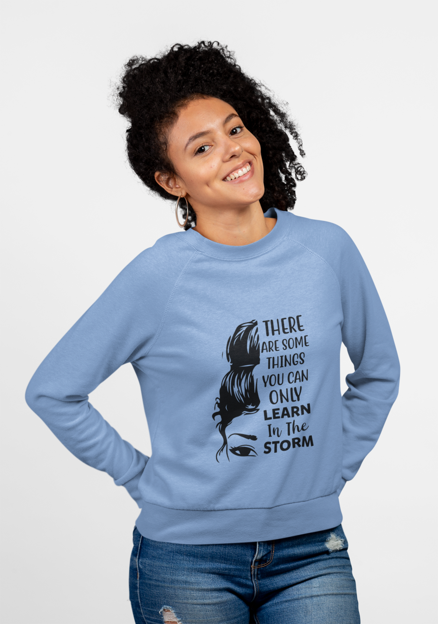 Cozy Crewneck Sweatshirt - 'Learn in the Storm' Design Cozy Crewneck Sweatshirt - 'Learn in the Storm' Design