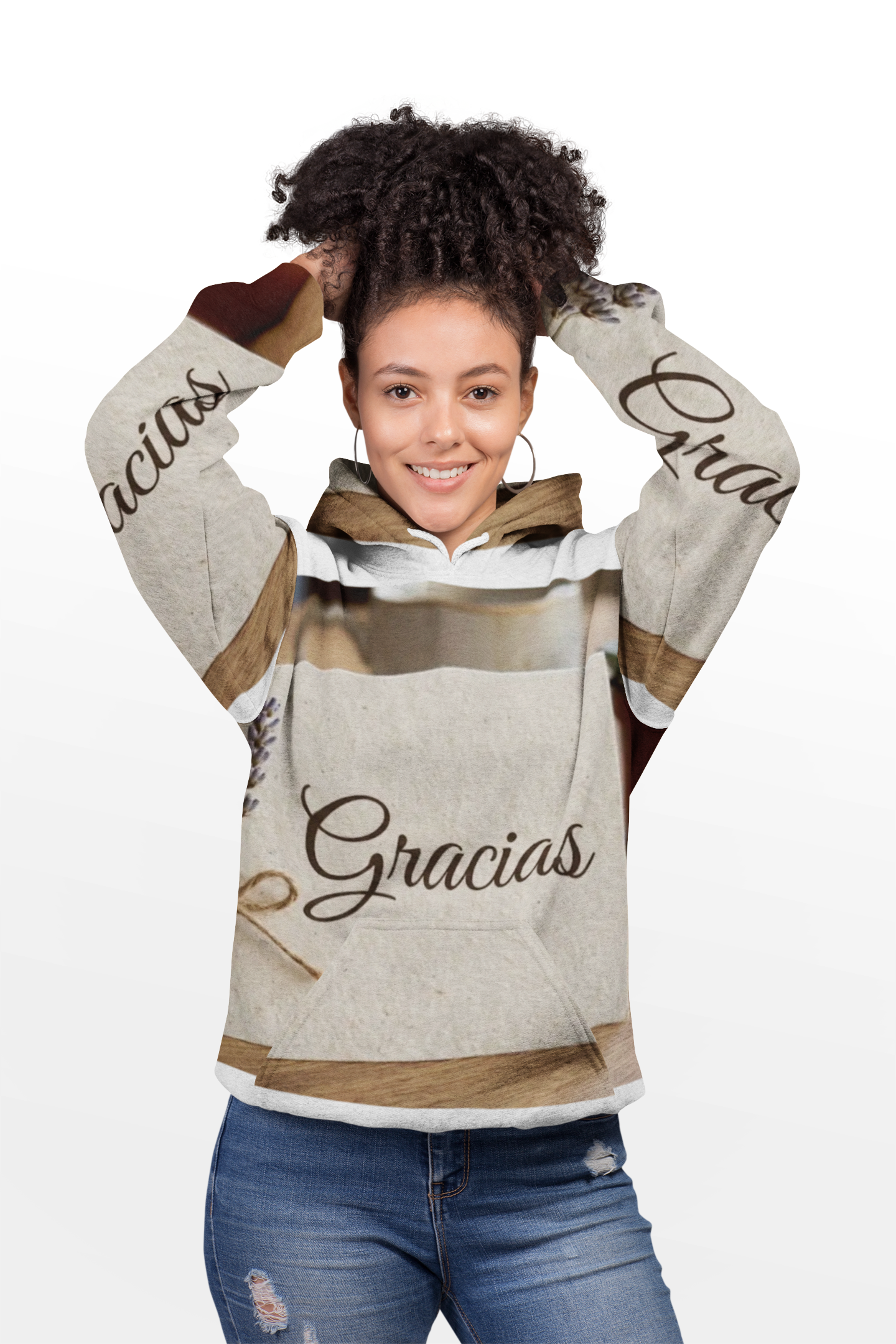 Gracias Funny Quote Fleece Hoodie — Warm, Multicultural Cozy Pullover product thumbnail image Gracias Funny Quote Fleece Hoodie — Warm, Multicultural Cozy Pullover product thumbnail image