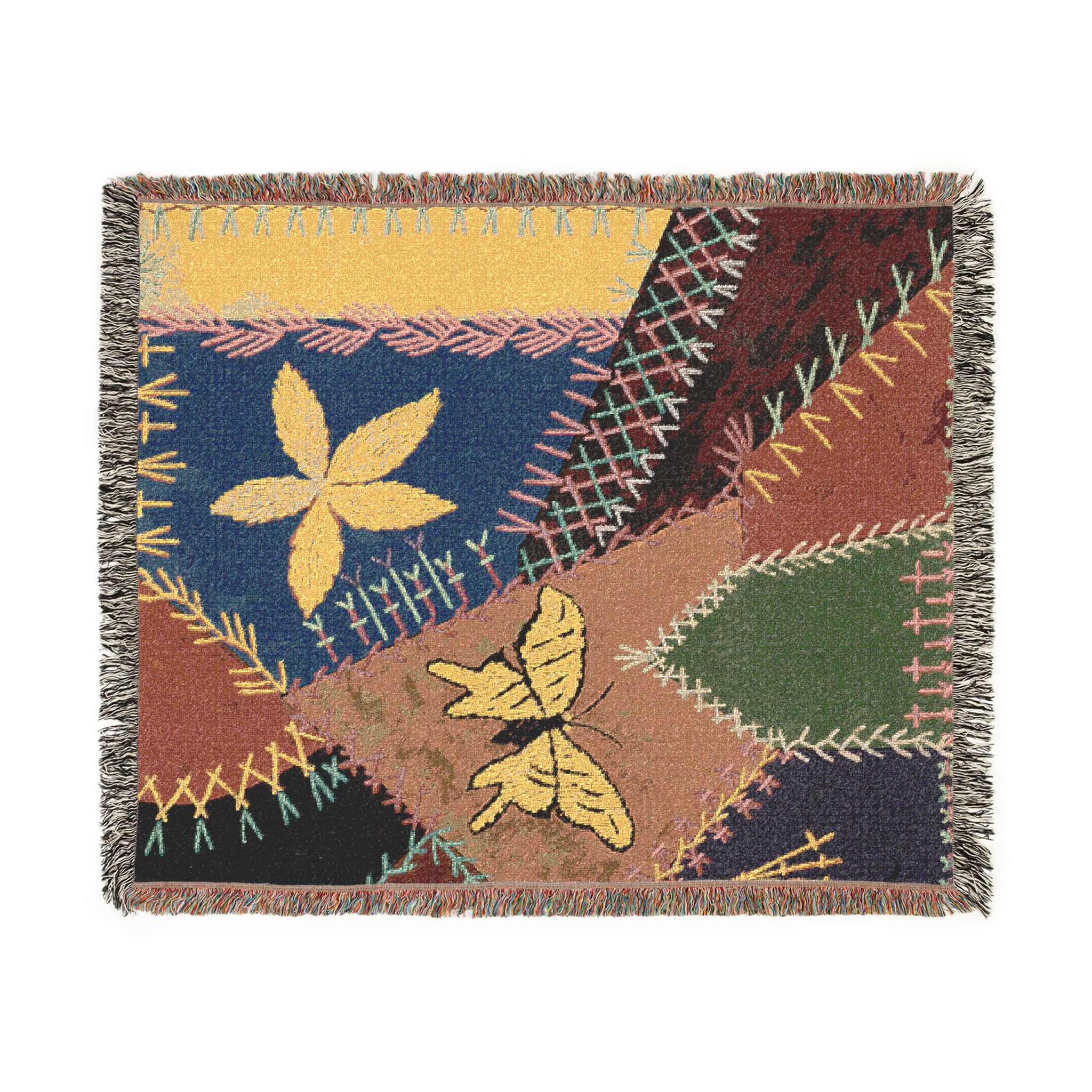 quilted free stitch woven tapestry blanket 