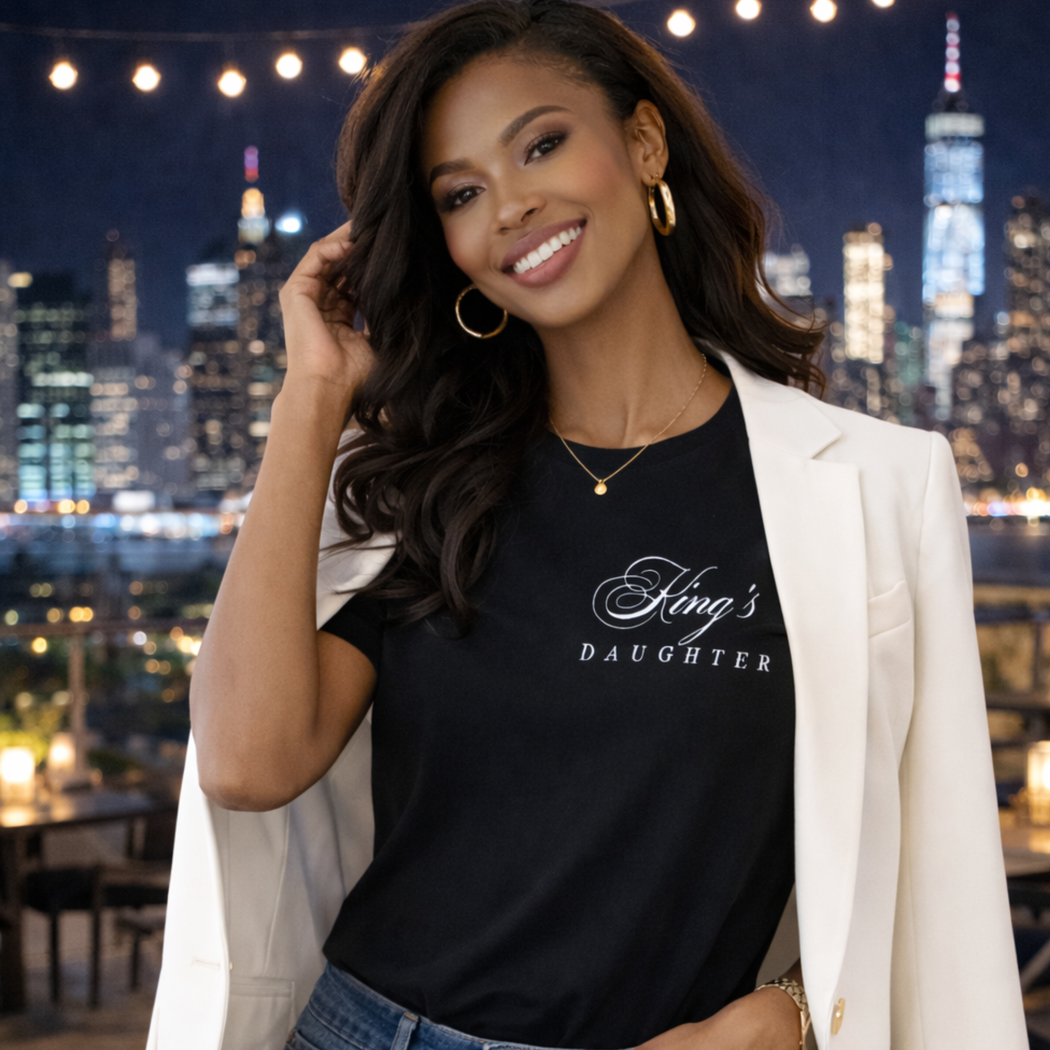 King's Daughter Script T‑Shirt — Feminine Minimalist Black Tee