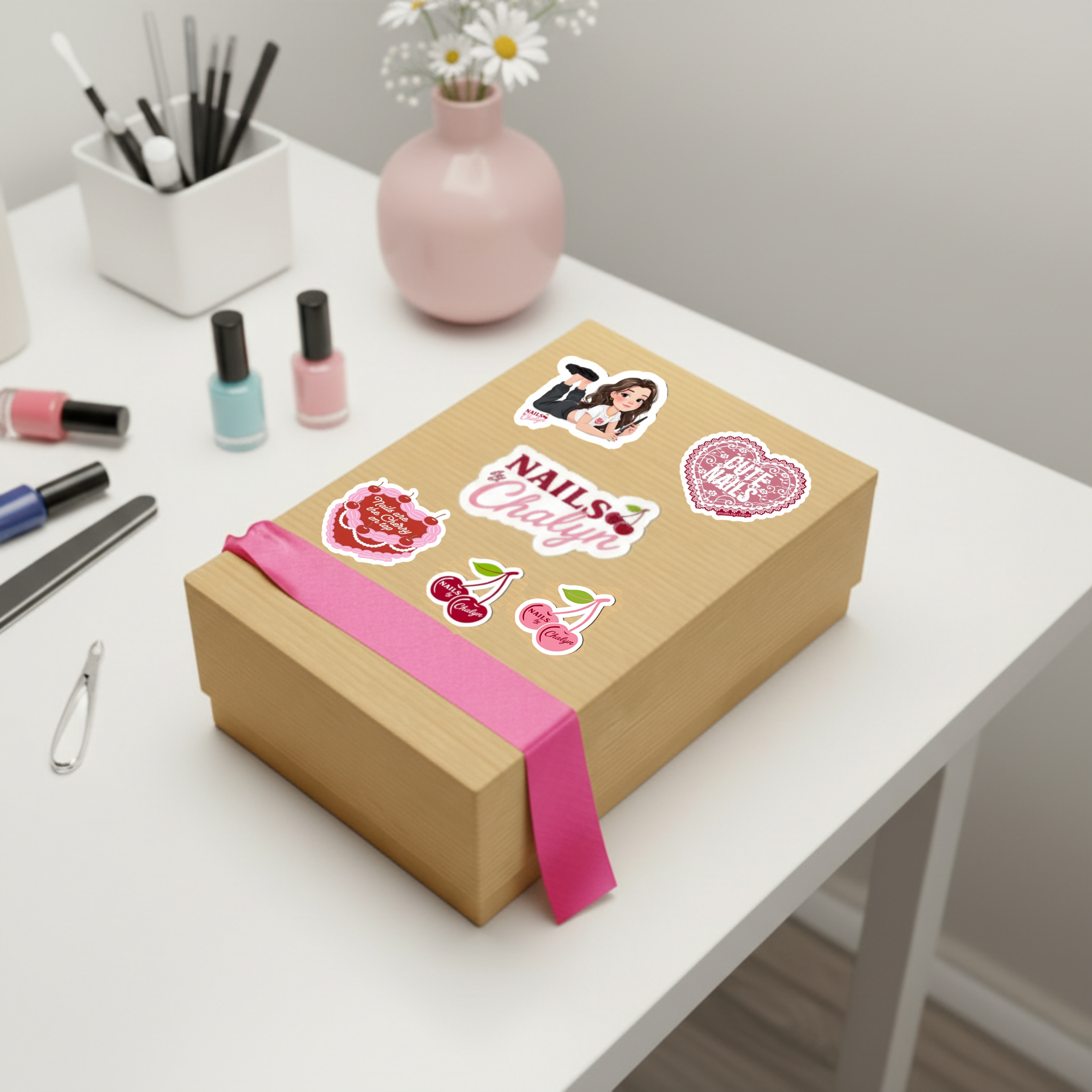 Pink Cherries Sticker, Nails by Chalyn Kiss-Cut Stickers, Cute Laptop Decor, Aesthetic Gifts for Her, Planner Stickers, Unique Stationery. product thumbnail image Pink Cherries Sticker, Nails by Chalyn Kiss-Cut Stickers, Cute Laptop Decor, Aesthetic Gifts for Her, Planner Stickers, Unique Stationery. product thumbnail image