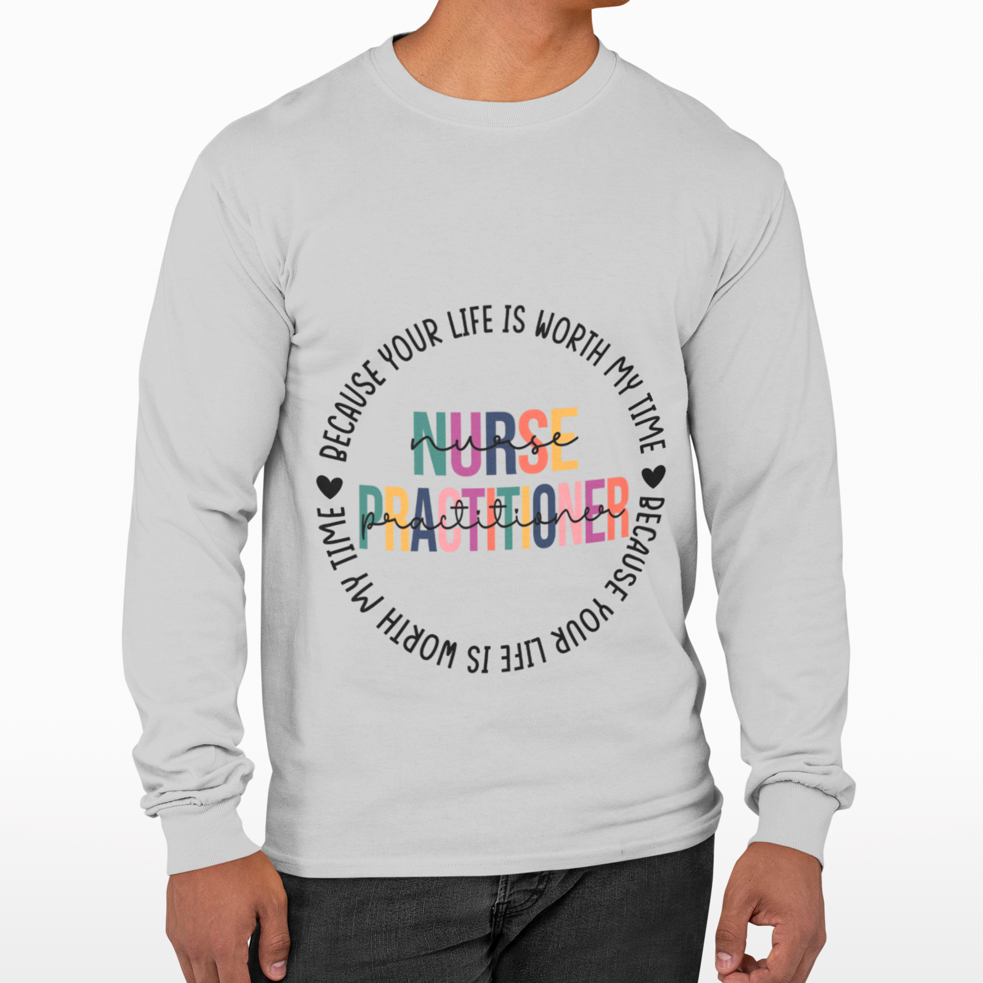 Nurse Practitioner Long Sleeve Tee - Motivational Graphic T-Shirt for Healthcare Heroes product thumbnail image Nurse Practitioner Long Sleeve Tee - Motivational Graphic T-Shirt for Healthcare Heroes product thumbnail image