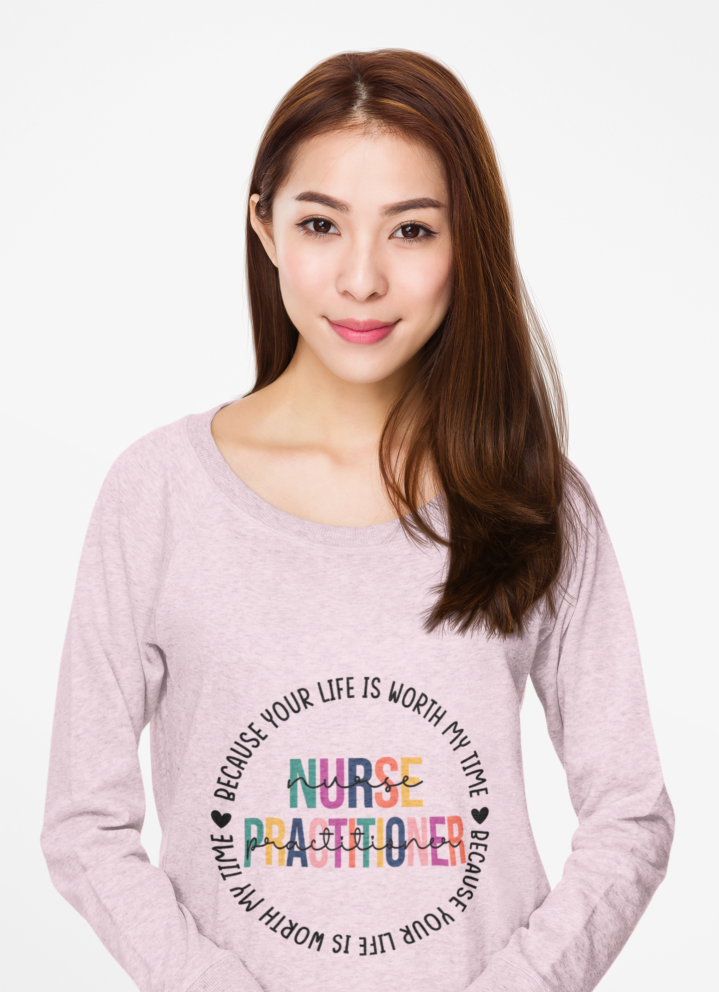 Nurse Practitioner Long Sleeve Tee - Motivational Graphic T-Shirt for Healthcare Heroes product thumbnail image