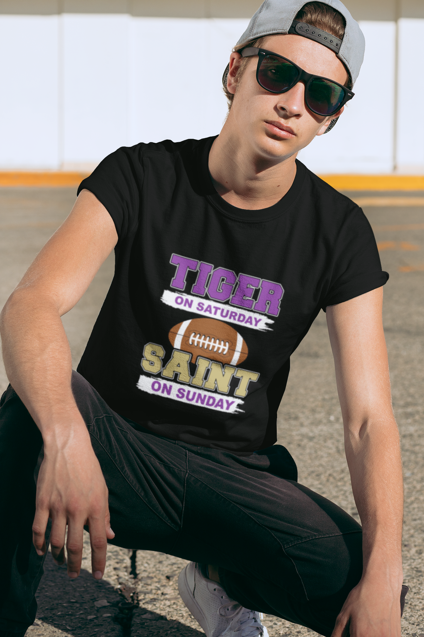 Tiger on Saturday, Saint on Sunday Football Shirt product thumbnail image Tiger on Saturday, Saint on Sunday Football Shirt product thumbnail image