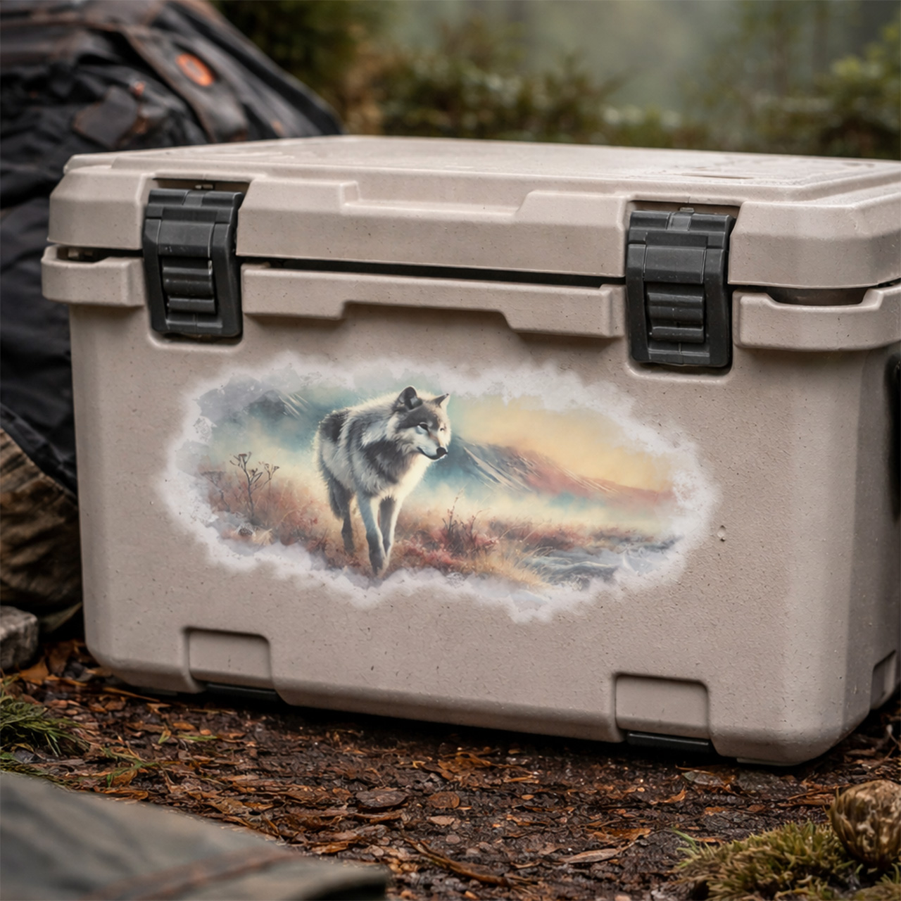 Watercolor Lone Wolf Sticker | Wilderness Wolf Decal for Cooler, Laptop &amp; Water Bottle | Nature Adventure Sticker product thumbnail image