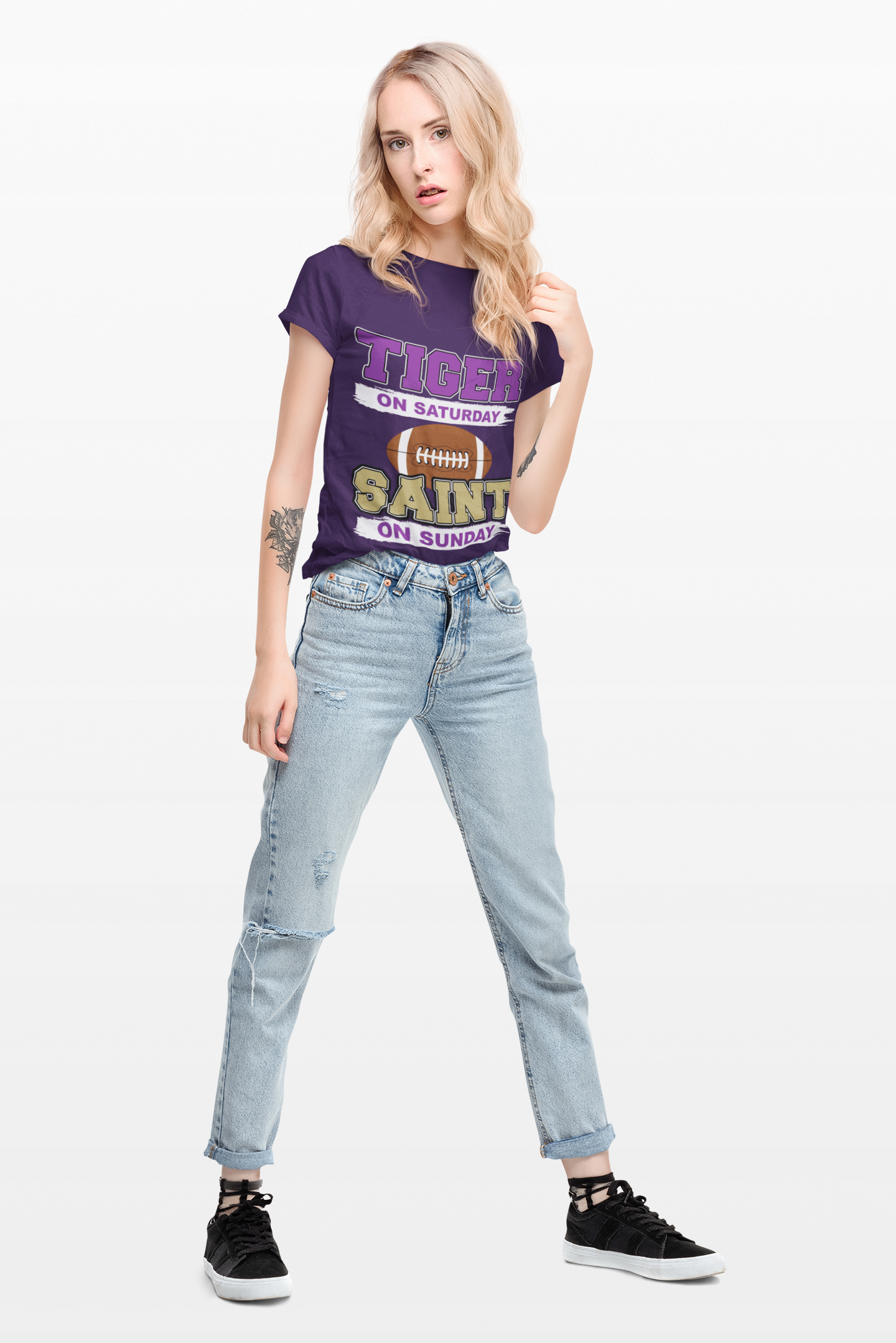 Tiger on Saturday, Saint on Sunday Football Shirt product thumbnail image Tiger on Saturday, Saint on Sunday Football Shirt product thumbnail image