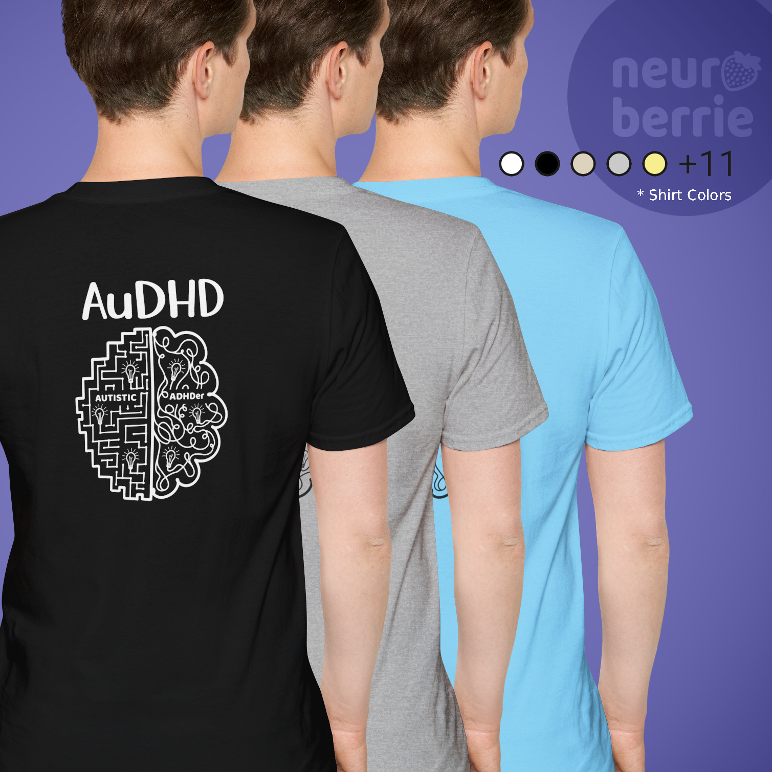 Autistic ADHD AuDHD Adult Shirt MORE COLOURS by AuDHDer Neuroberrie Designer product thumbnail image Autistic ADHD AuDHD Adult Shirt MORE COLOURS by AuDHDer Neuroberrie Designer product thumbnail image