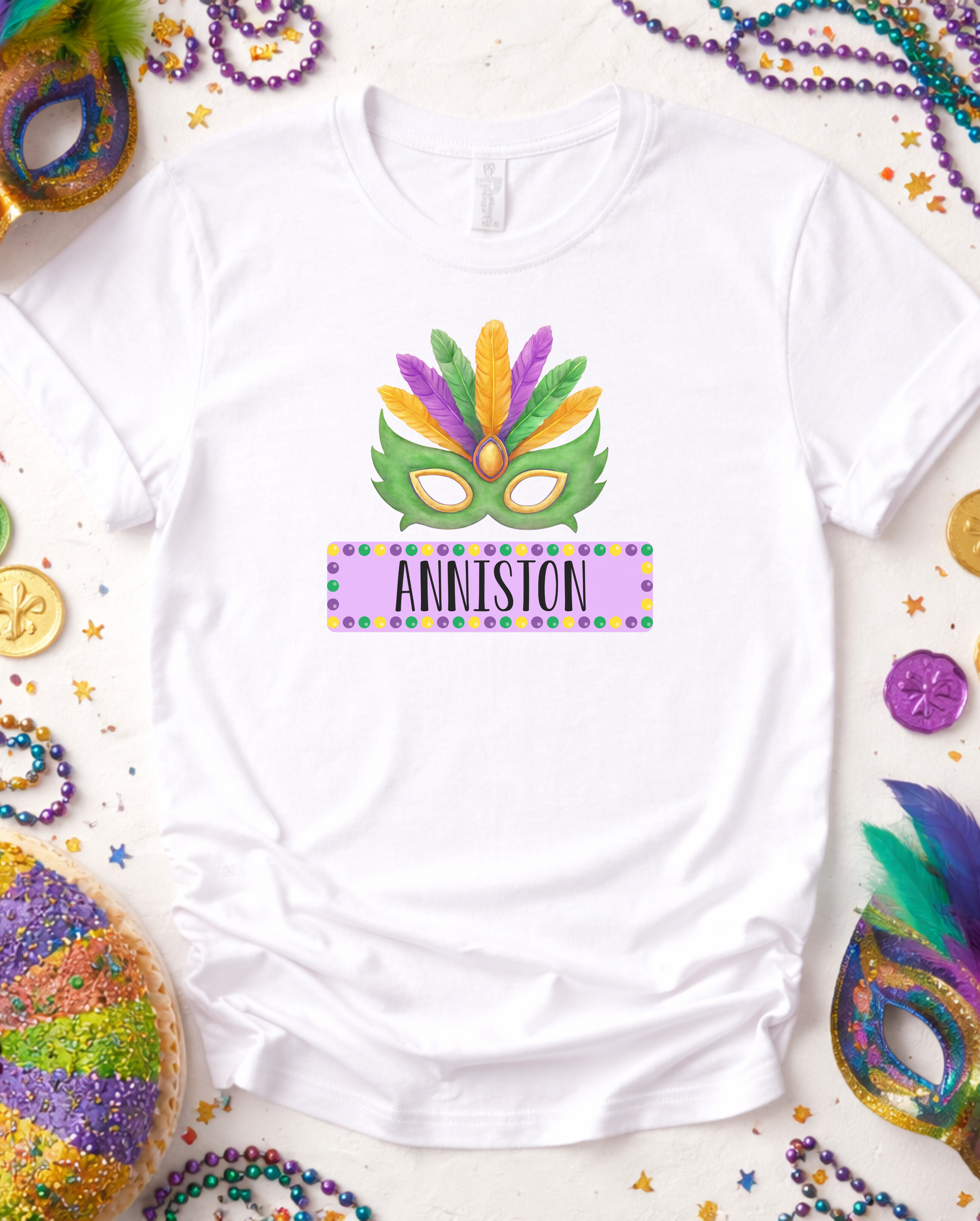 Youth Personalized Mardi Gras Mask T-Shirt Youth Personalized Mardi Gras Mask T-Shirt