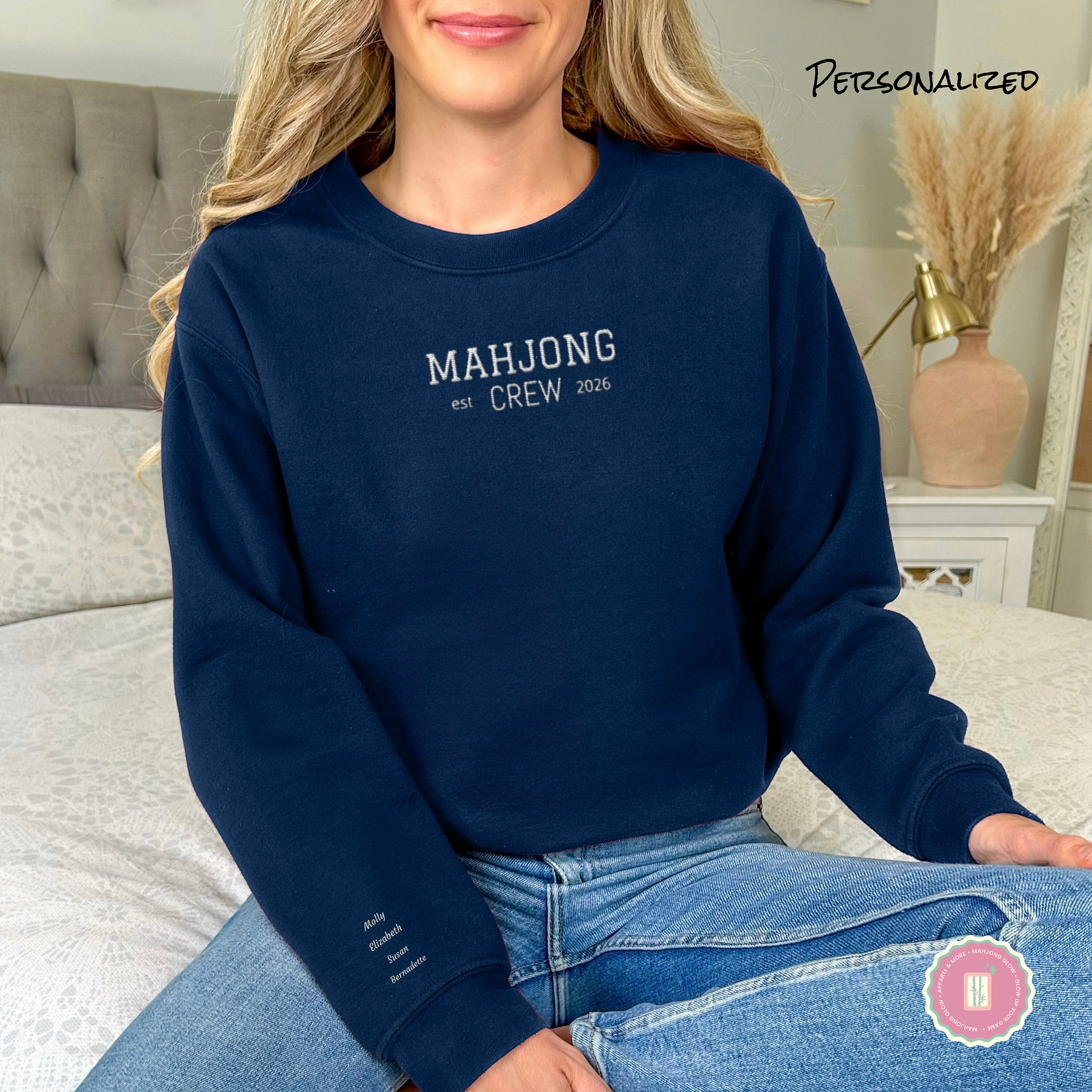 Truly Embroidered, Mahjong Crew Gildan 18000 Sweatshirt – Personalized Names & Year product thumbnail image Truly Embroidered, Mahjong Crew Gildan 18000 Sweatshirt – Personalized Names & Year product thumbnail image