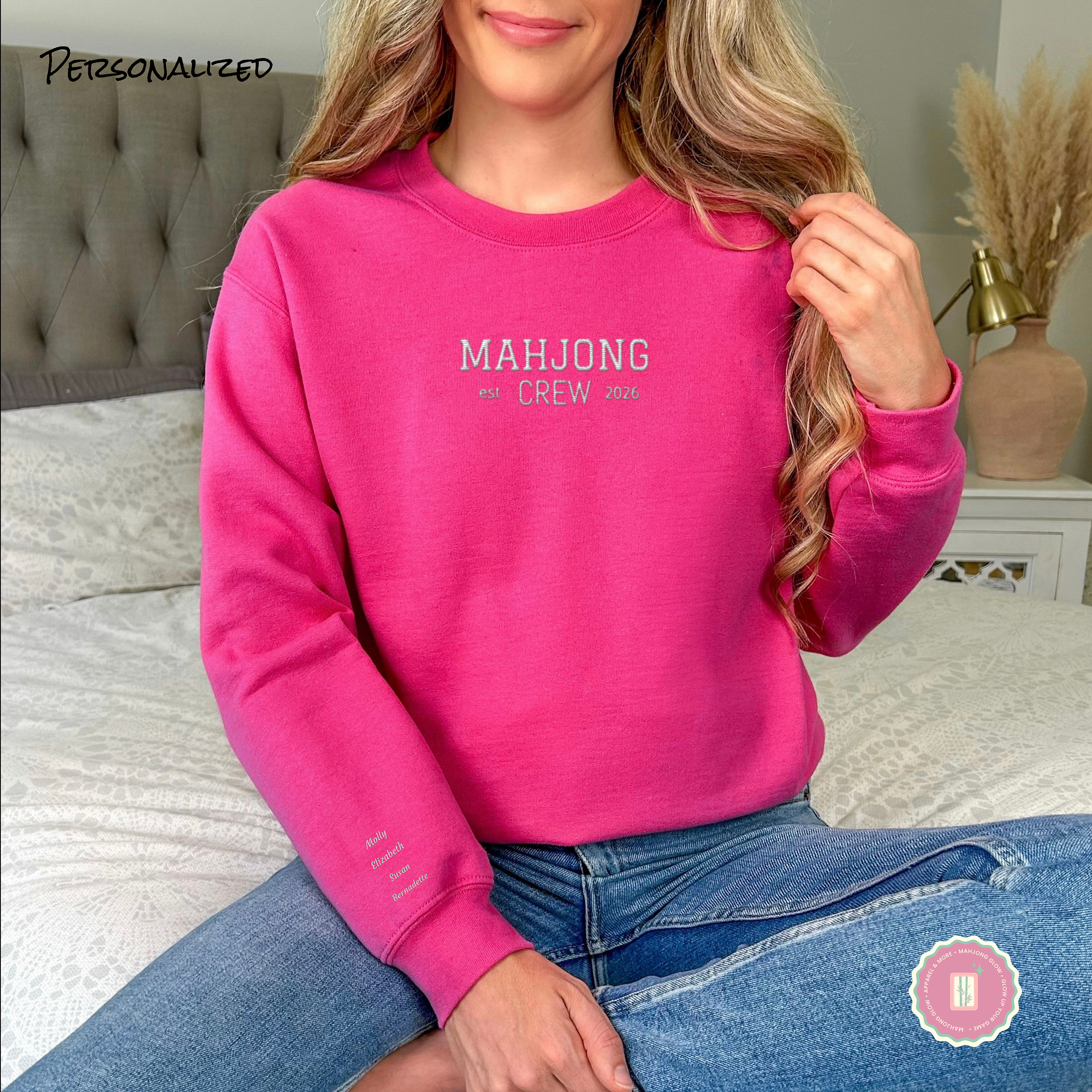 Truly Embroidered, Mahjong Crew Gildan 18000 Sweatshirt – Personalized Names & Year product thumbnail image Truly Embroidered, Mahjong Crew Gildan 18000 Sweatshirt – Personalized Names & Year product thumbnail image