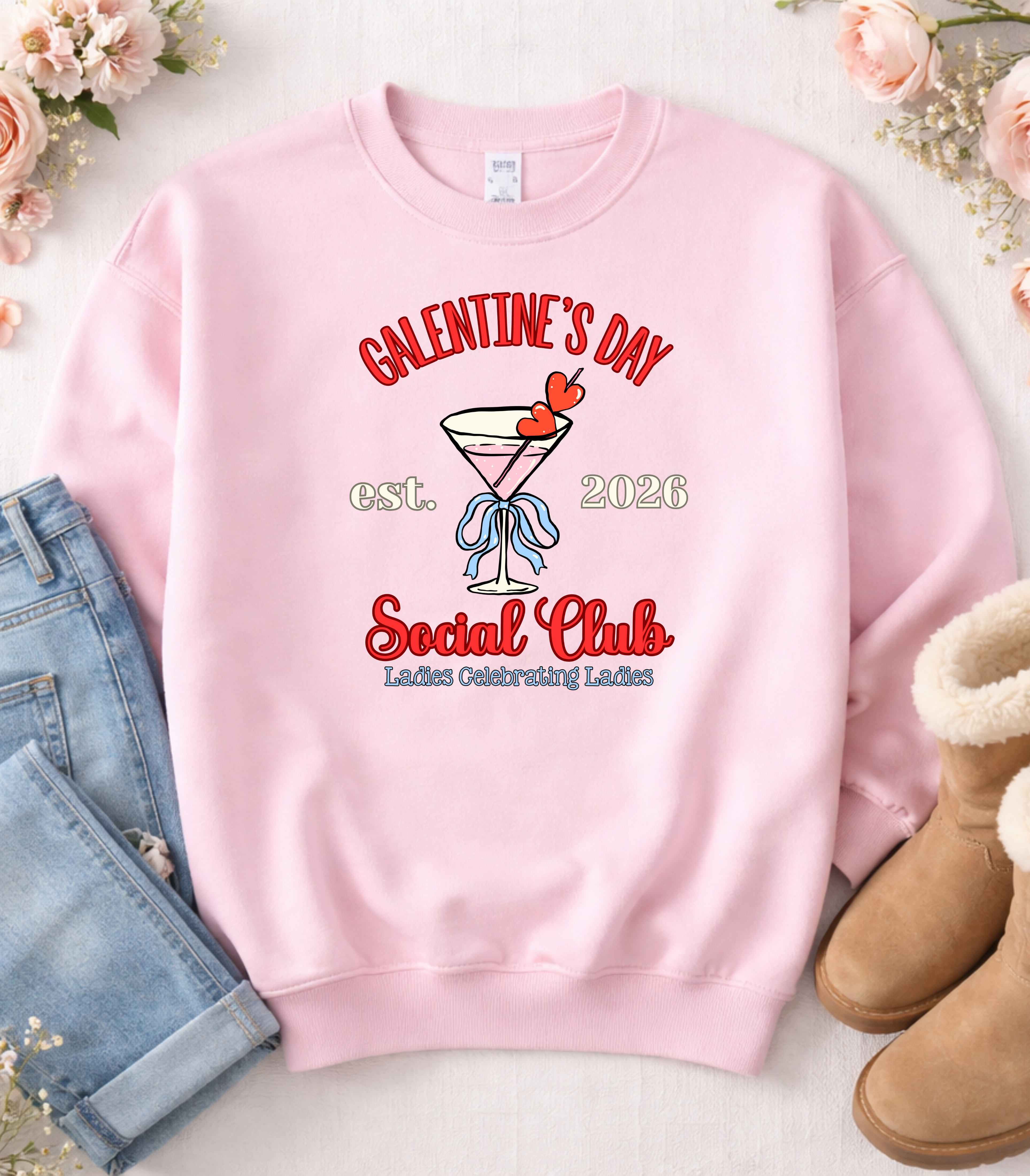 Galentine's Day Social Club Crewneck Sweatshirt product thumbnail image Galentine's Day Social Club Crewneck Sweatshirt product thumbnail image