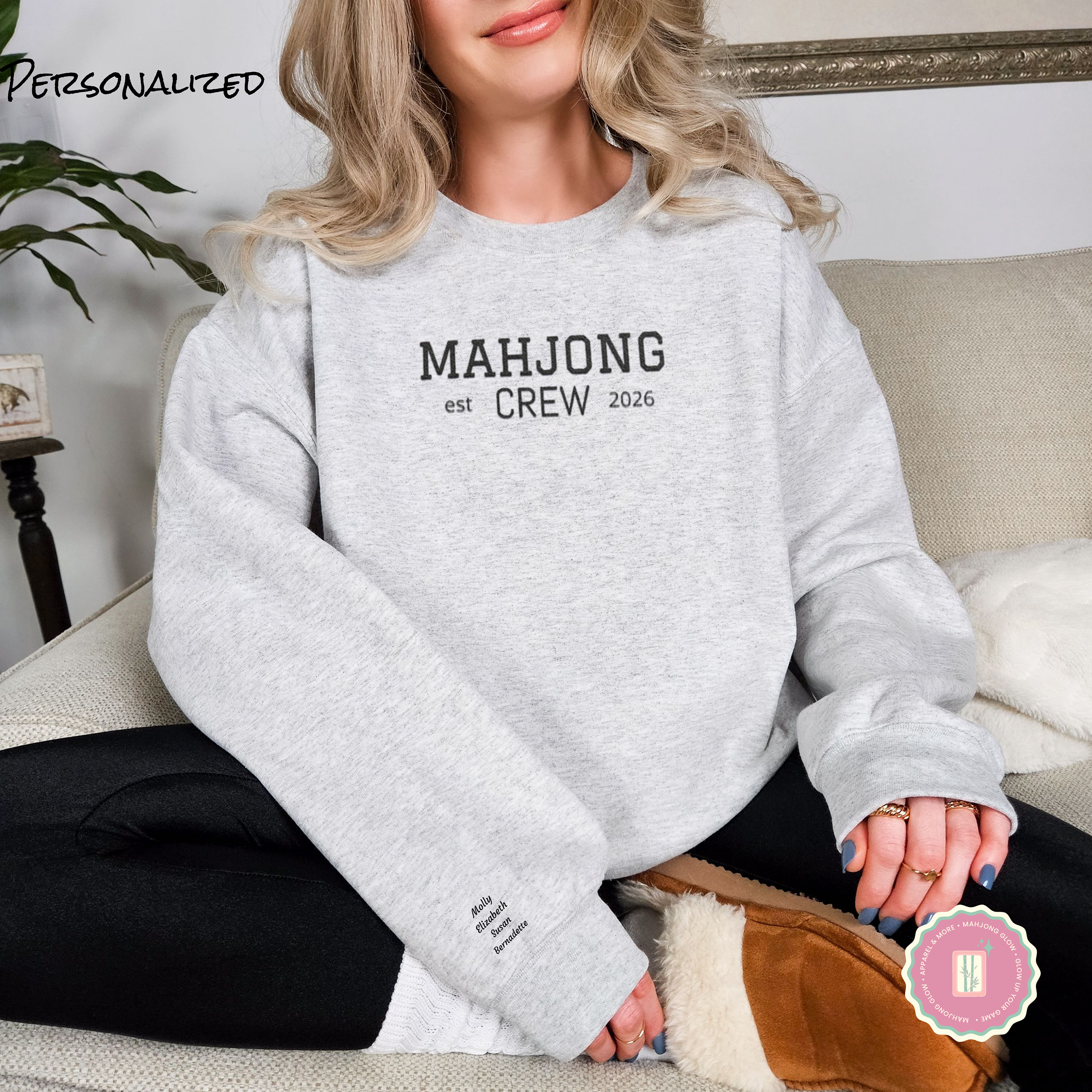 Truly Embroidered, Mahjong Crew Gildan 18000 Sweatshirt – Personalized Names & Year product thumbnail image Truly Embroidered, Mahjong Crew Gildan 18000 Sweatshirt – Personalized Names & Year product thumbnail image