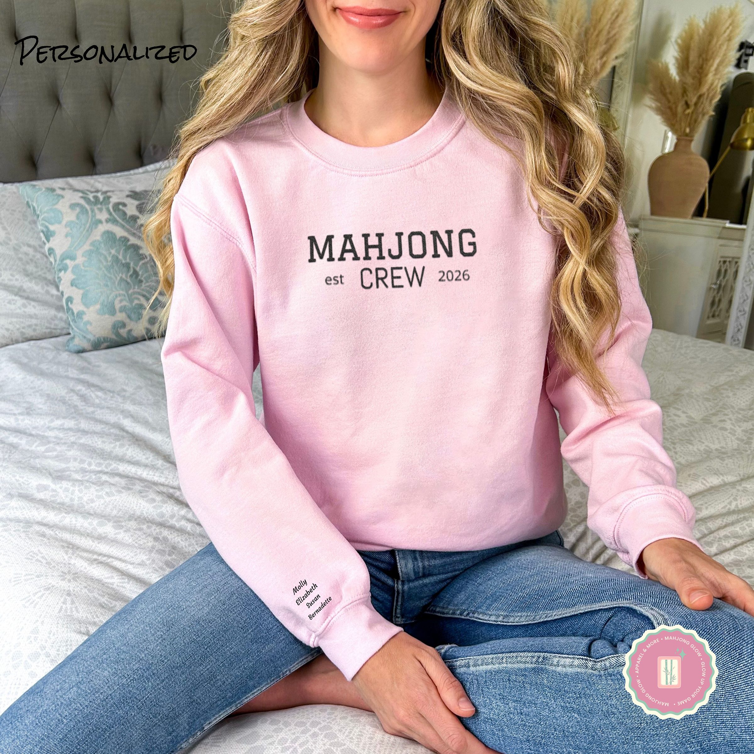 Truly Embroidered, Mahjong Crew Gildan 18000 Sweatshirt – Personalized Names & Year product thumbnail image Truly Embroidered, Mahjong Crew Gildan 18000 Sweatshirt – Personalized Names & Year product thumbnail image