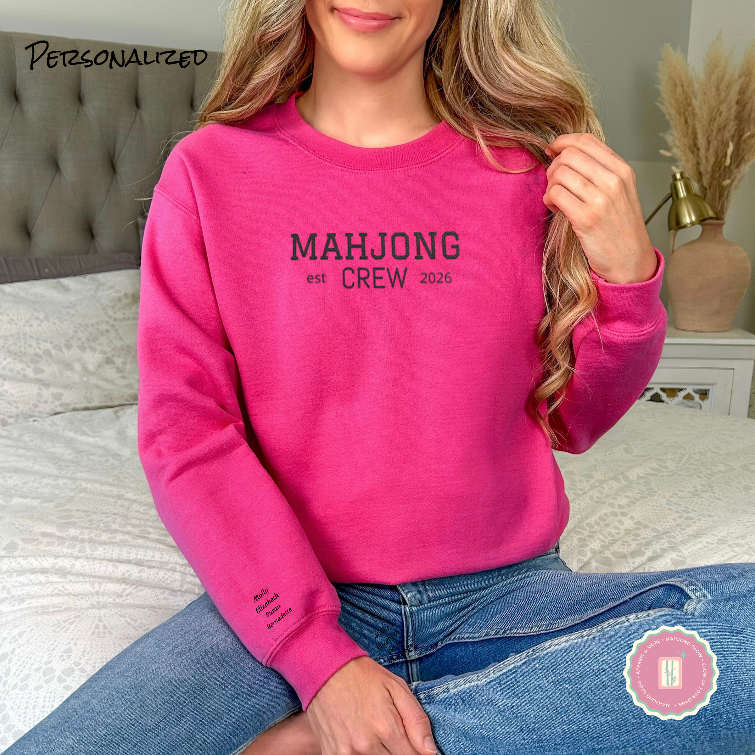 Truly Embroidered, Mahjong Crew Gildan 18000 Sweatshirt – Personalized Names & Year product thumbnail image Truly Embroidered, Mahjong Crew Gildan 18000 Sweatshirt – Personalized Names & Year product thumbnail image