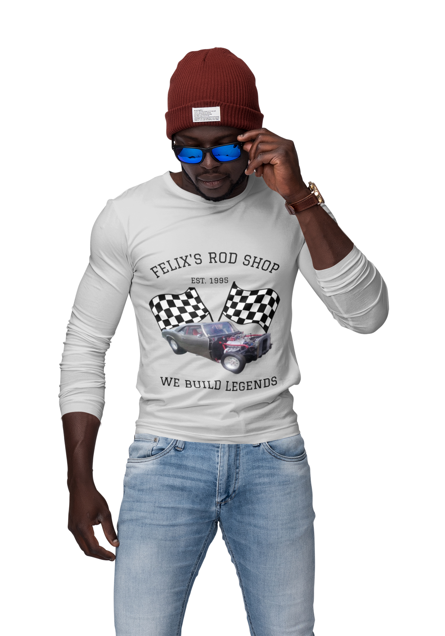 Felix’s Rod Shop Long Sleeve Tee — We Build Legends Vintage Muscle Car Design product thumbnail image