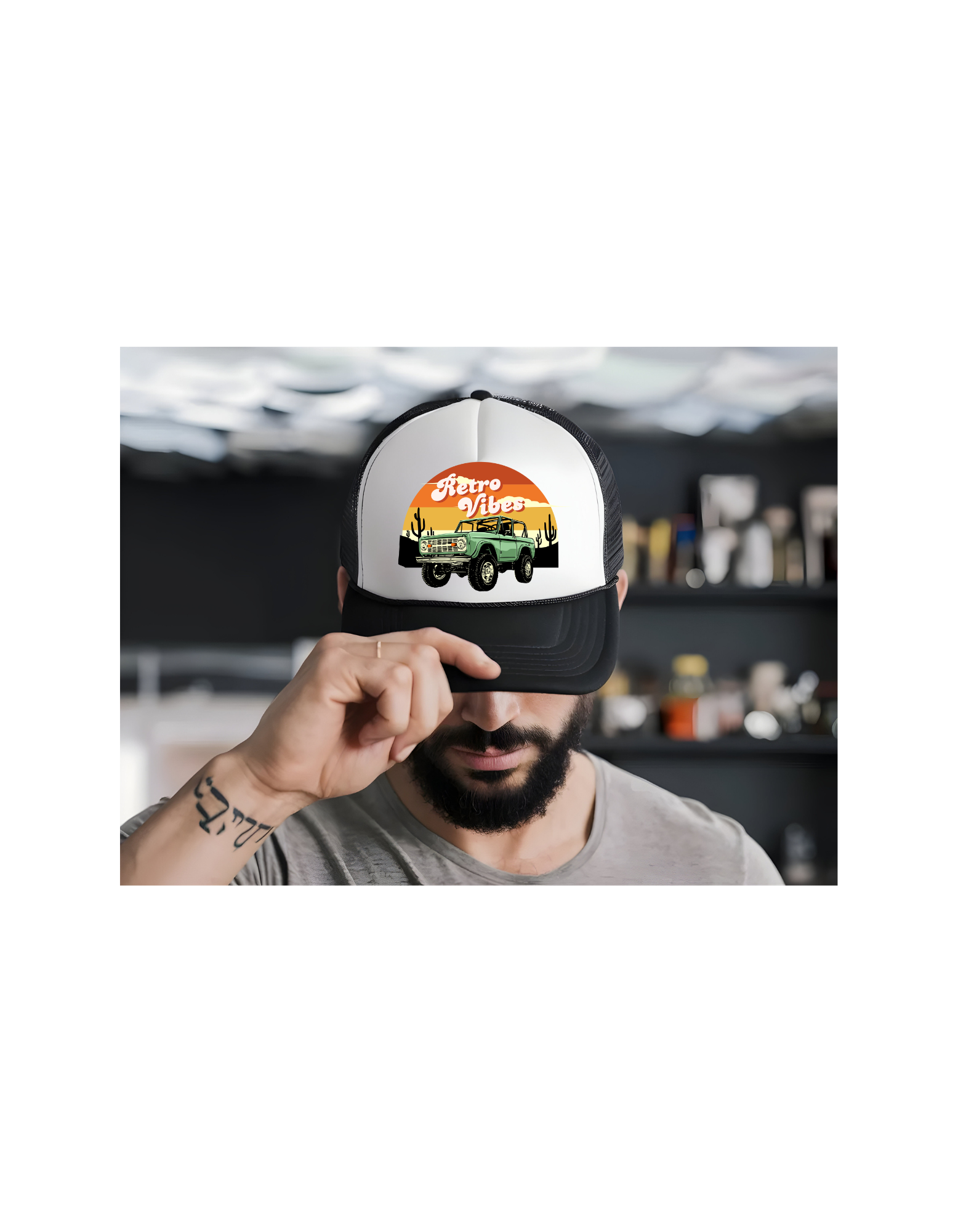 Retro Vibes Trucker Cap - Vintage Style Hat for Outdoor Adventures, Road Trips, Festivals, Gifts for Him/Her