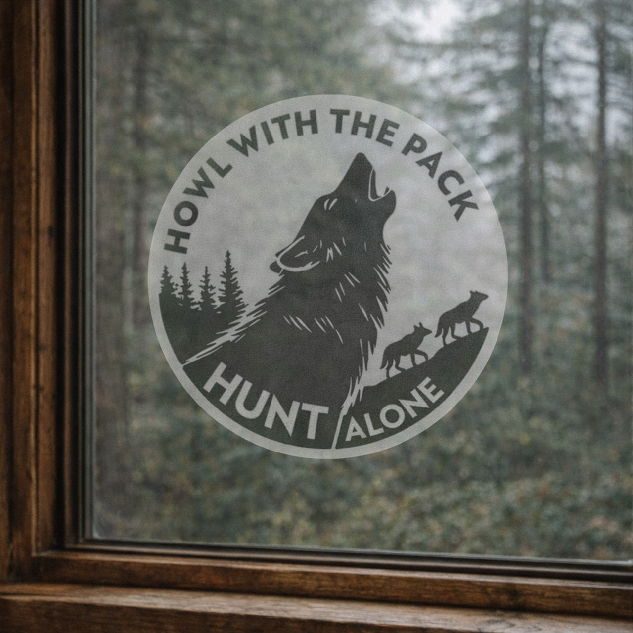 Howl With the Pack Sticker | “Hunt Alone” Wolf Decal | Outdoor Adventure Sticker product thumbnail image