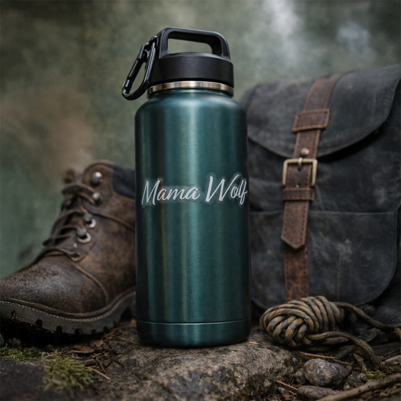 Mama Wolf Sticker | Mom Wolf Decal | Minimal Script Laptop Water Bottle Journal Sticker | Motherhood Gift product thumbnail image