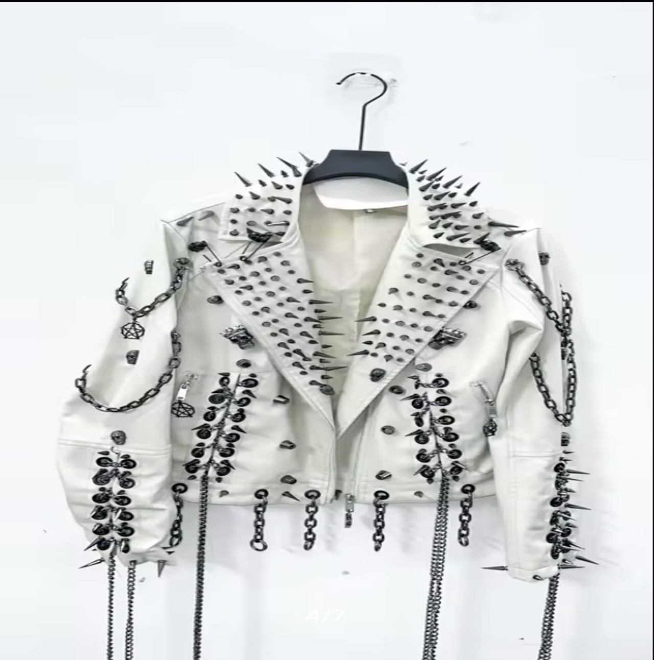 90s white leather jacket 