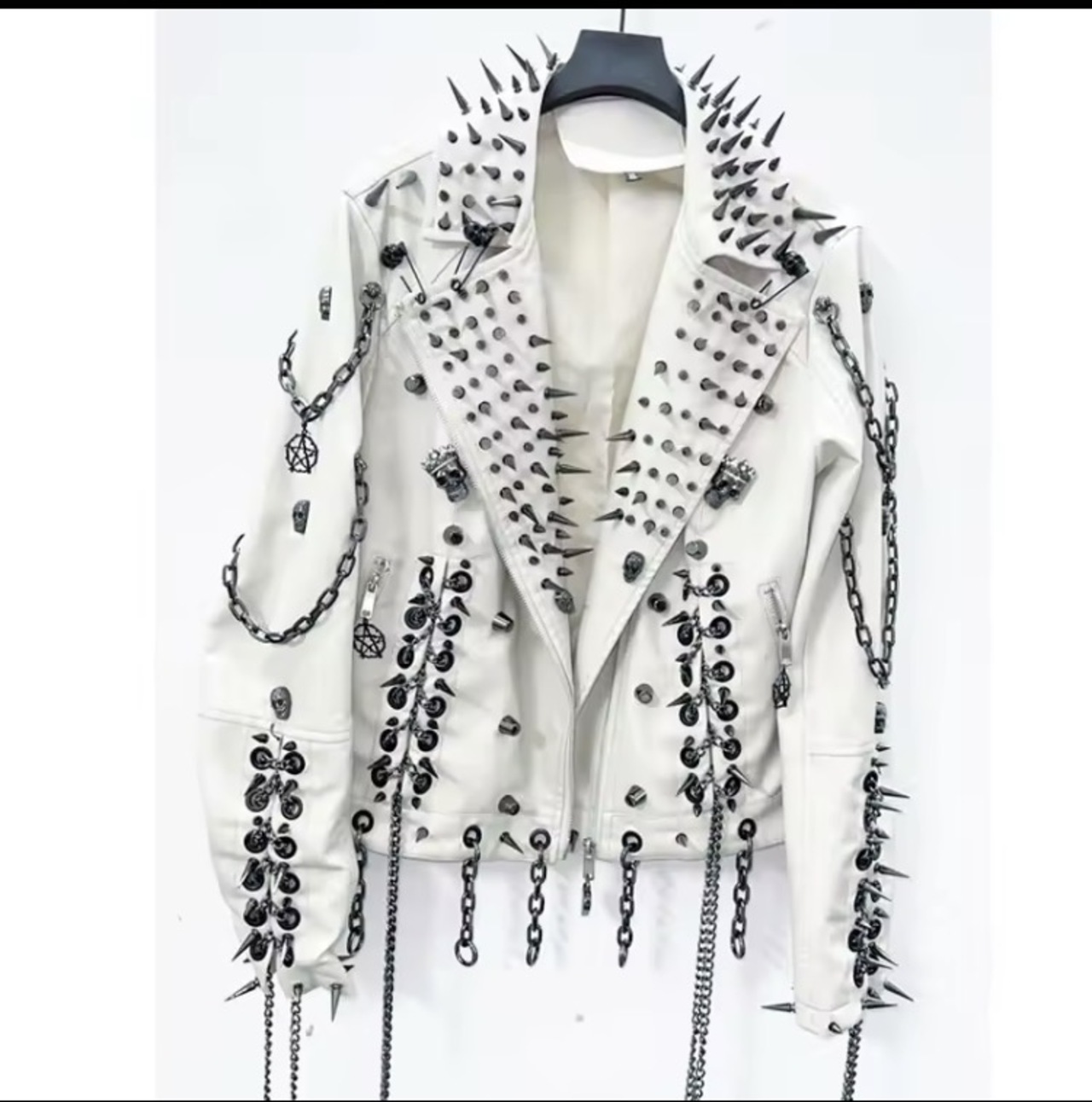 90s white leather jacket product thumbnail image 90s white leather jacket product thumbnail image