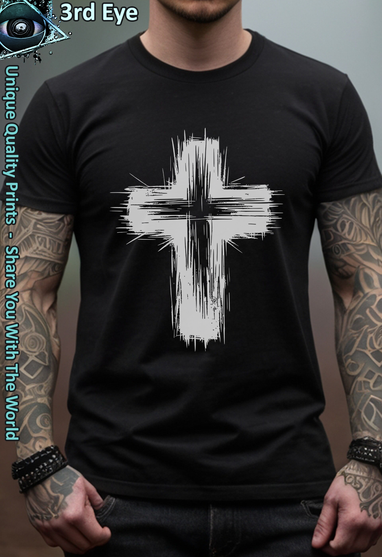 Haunted Scratch Horror Cross Gothic Crucifix Graphic product thumbnail image