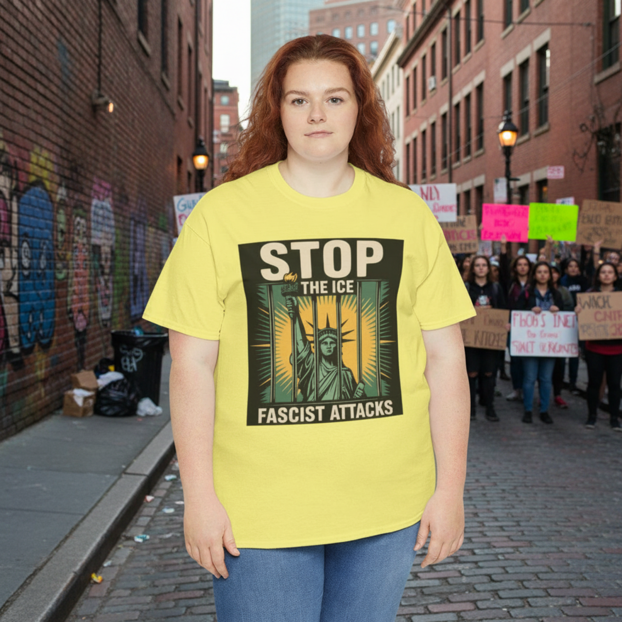 STOP the ICE Fascist Attacks Statue of Liberty Protest Tee