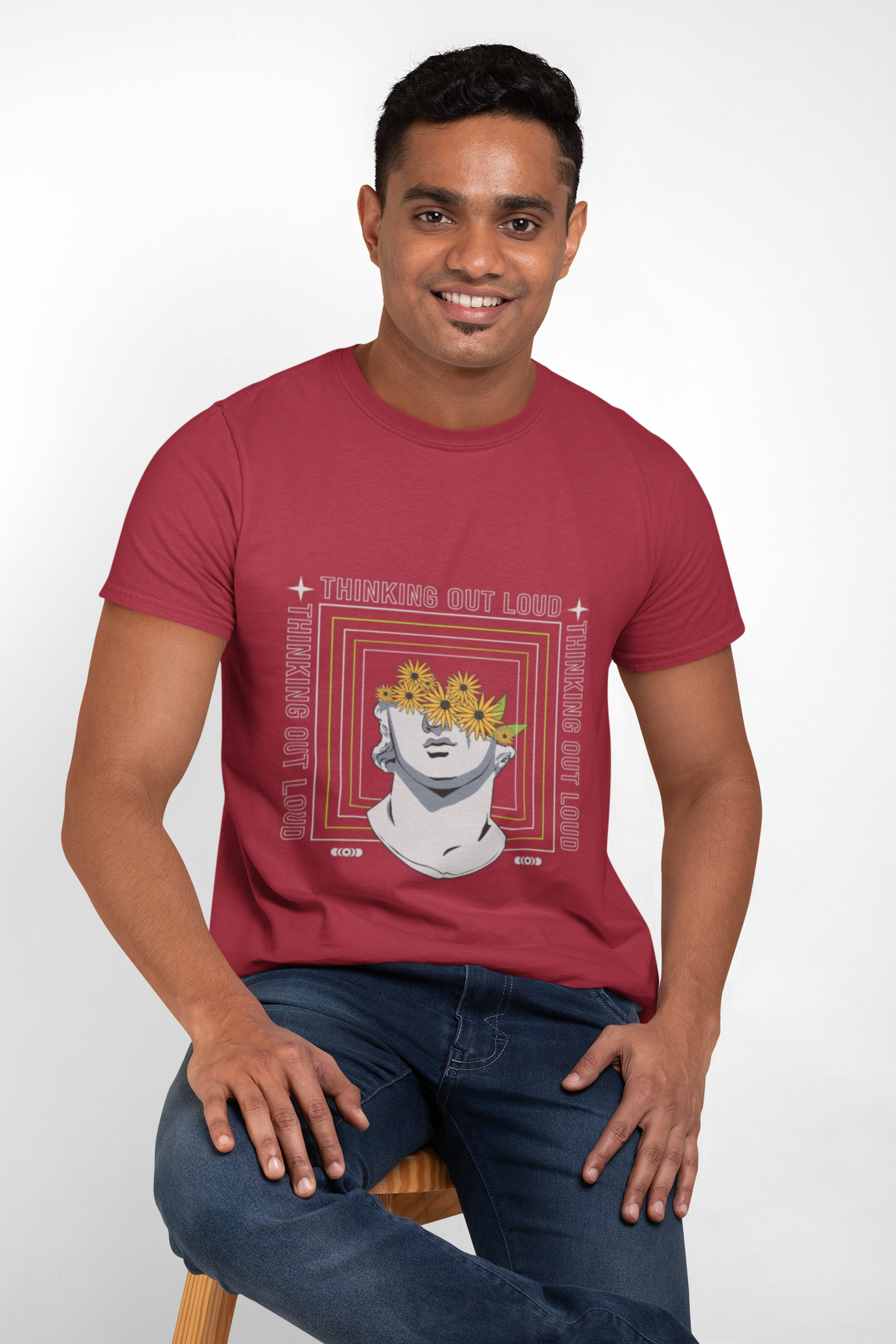 Floral Statue Unisex Heavy Cotton Tee for Art Lovers product thumbnail image