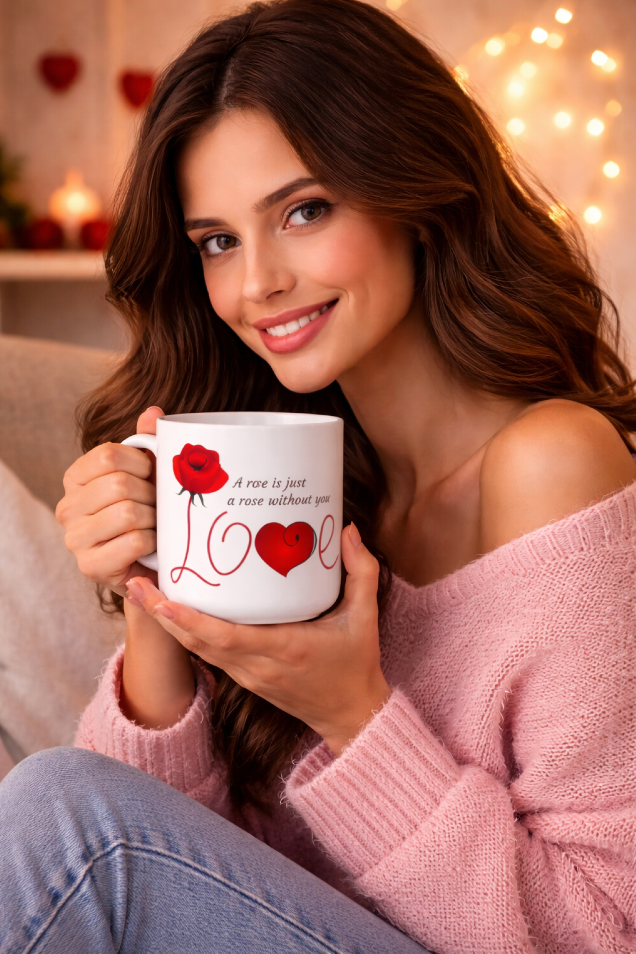 Personalize Ceramic Mug 15oz, Valentines day mug, A rose is just a rose mug, I heart mug, Birthday mug, Anniversary Gift, Wife coffee cup. product thumbnail image