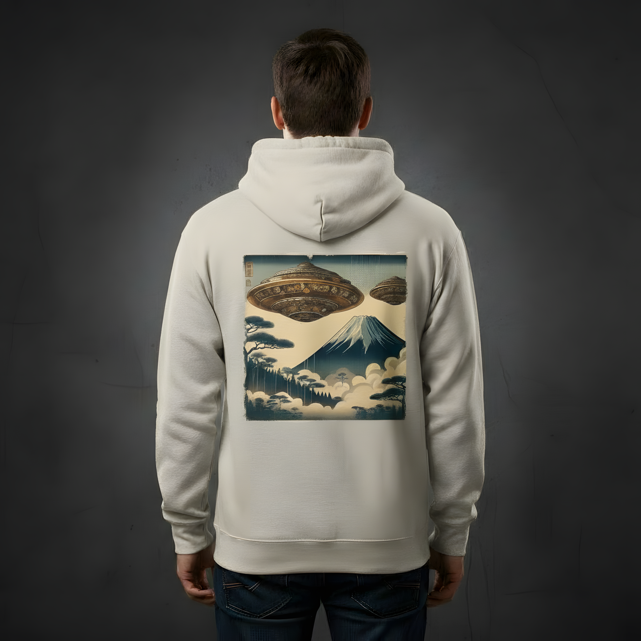 Vintage Japanese Ukiyo-e UFO Hoodie | Mount Fuji Sci-Fi Art | Premium Streetwear product thumbnail image Vintage Japanese Ukiyo-e UFO Hoodie | Mount Fuji Sci-Fi Art | Premium Streetwear product thumbnail image