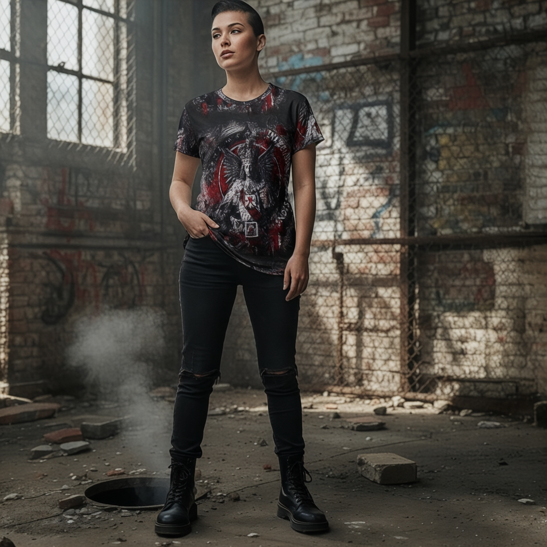 Women's Queen Sovereign Short Sleeve Shirt— Grunge Goth Heraldic All-Over Print product thumbnail image