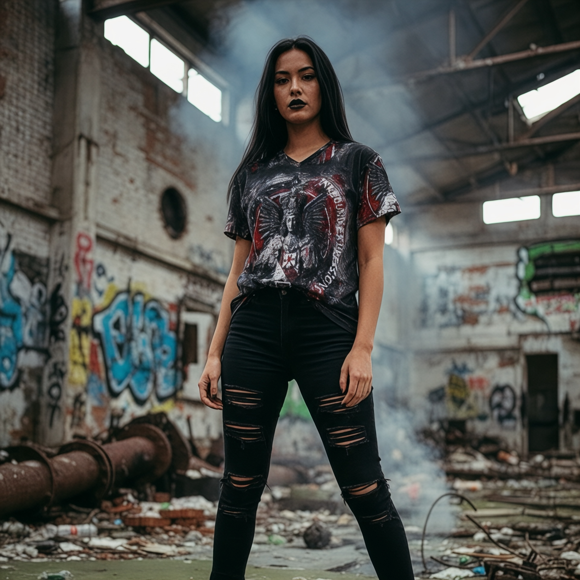 Women's Queen Sovereign Short Sleeve Shirt— Grunge Goth Heraldic All-Over Print product thumbnail image