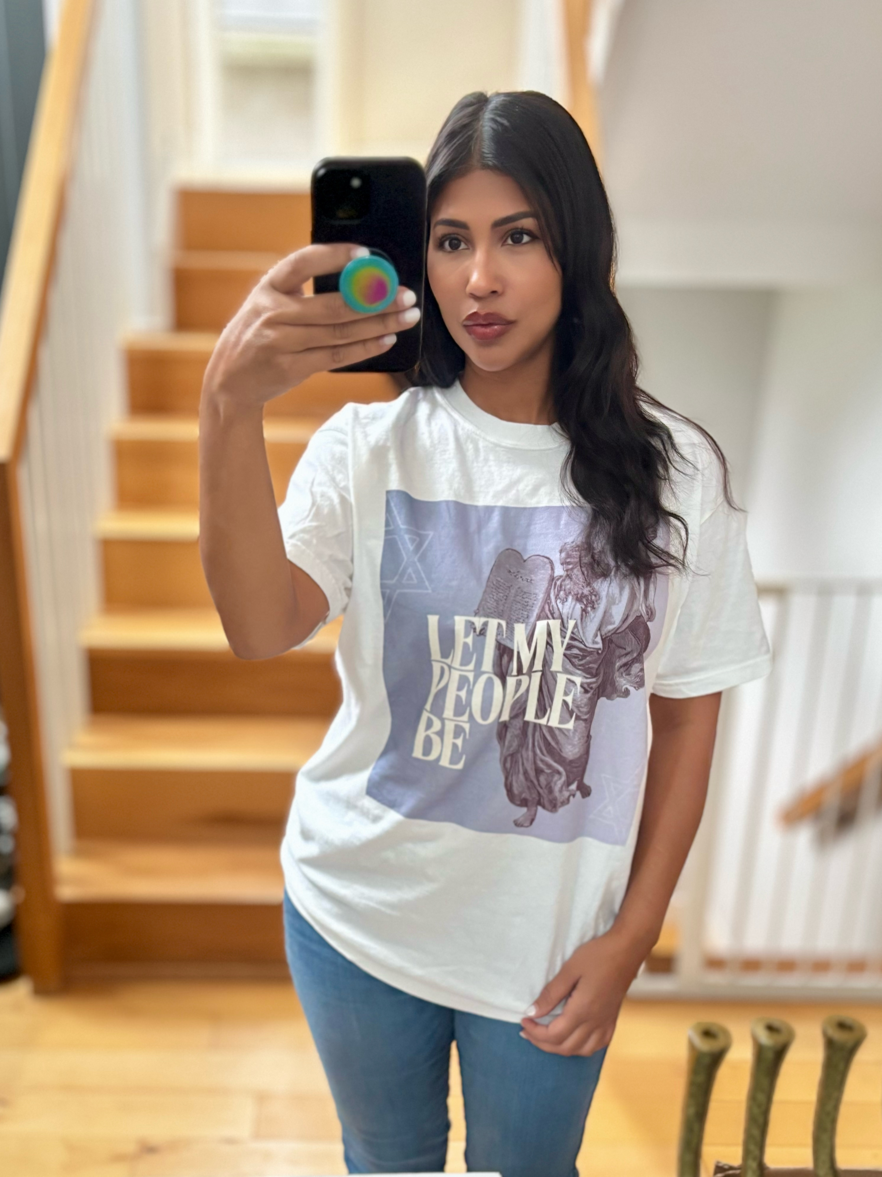 Let My People Be T-Shirt | Moses Ten Commandments Illustration | Jewish Pride Tee | Antisemitism Awareness Shirt | Comfort Colours product thumbnail image