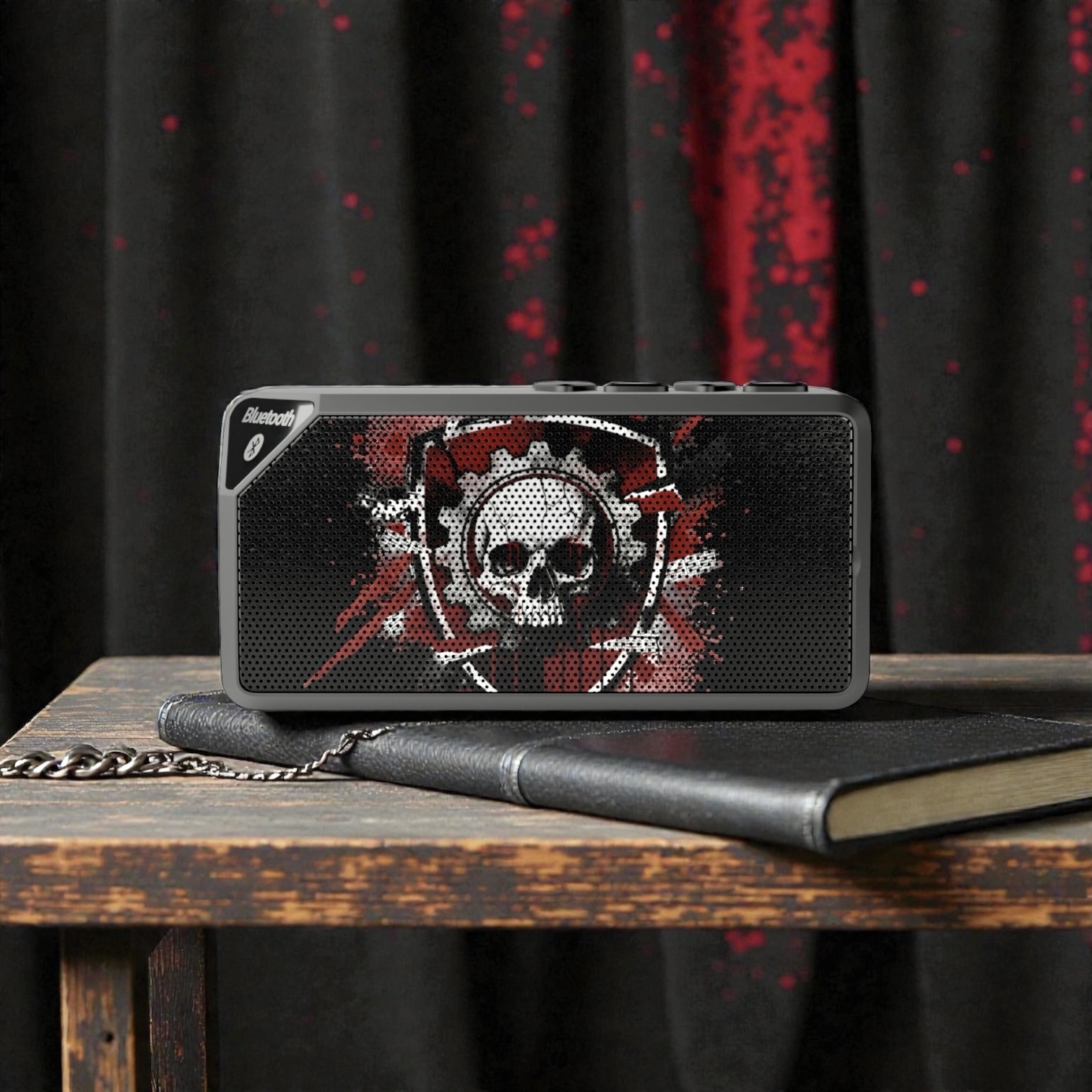 Skull Emblem Bluetooth Speaker — Rugged Rock &amp; Gaming Portable Speaker