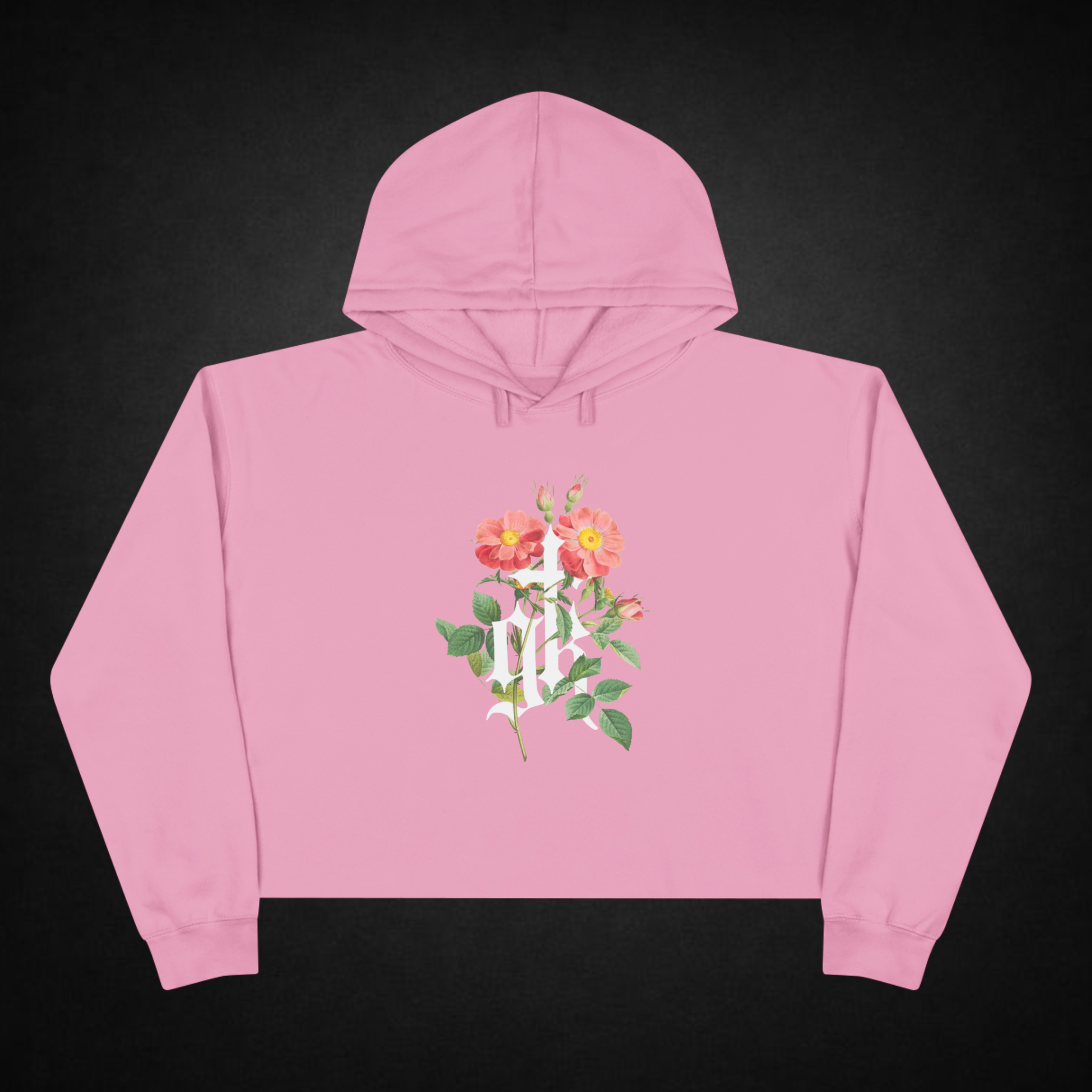 GK FLORAL DESIGN CROP HOODIE