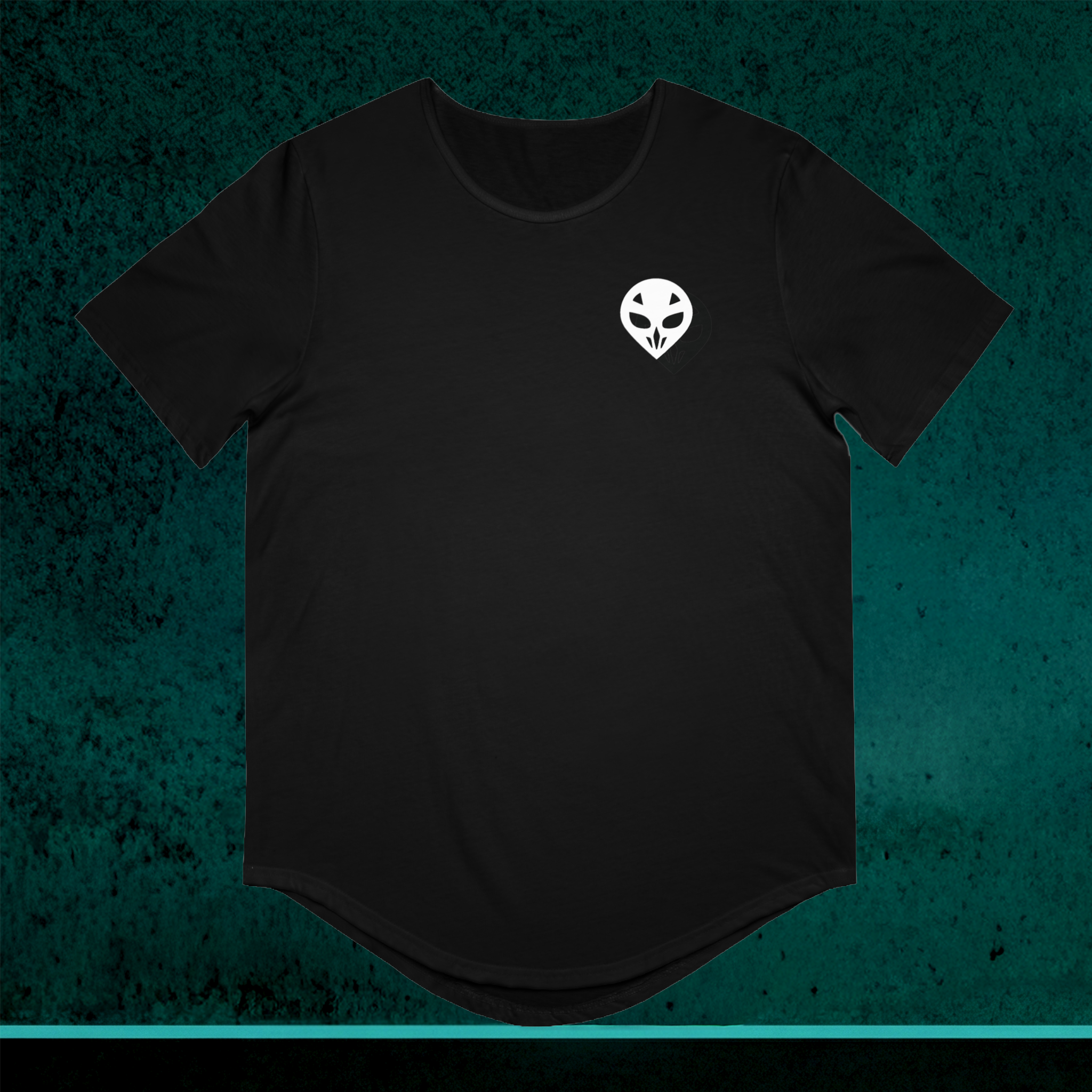 Print Alien Head Curved Hem Tee (Black) — LeMOF x The Bakers Producer Pool product thumbnail image Print Alien Head Curved Hem Tee (Black) — LeMOF x The Bakers Producer Pool product thumbnail image