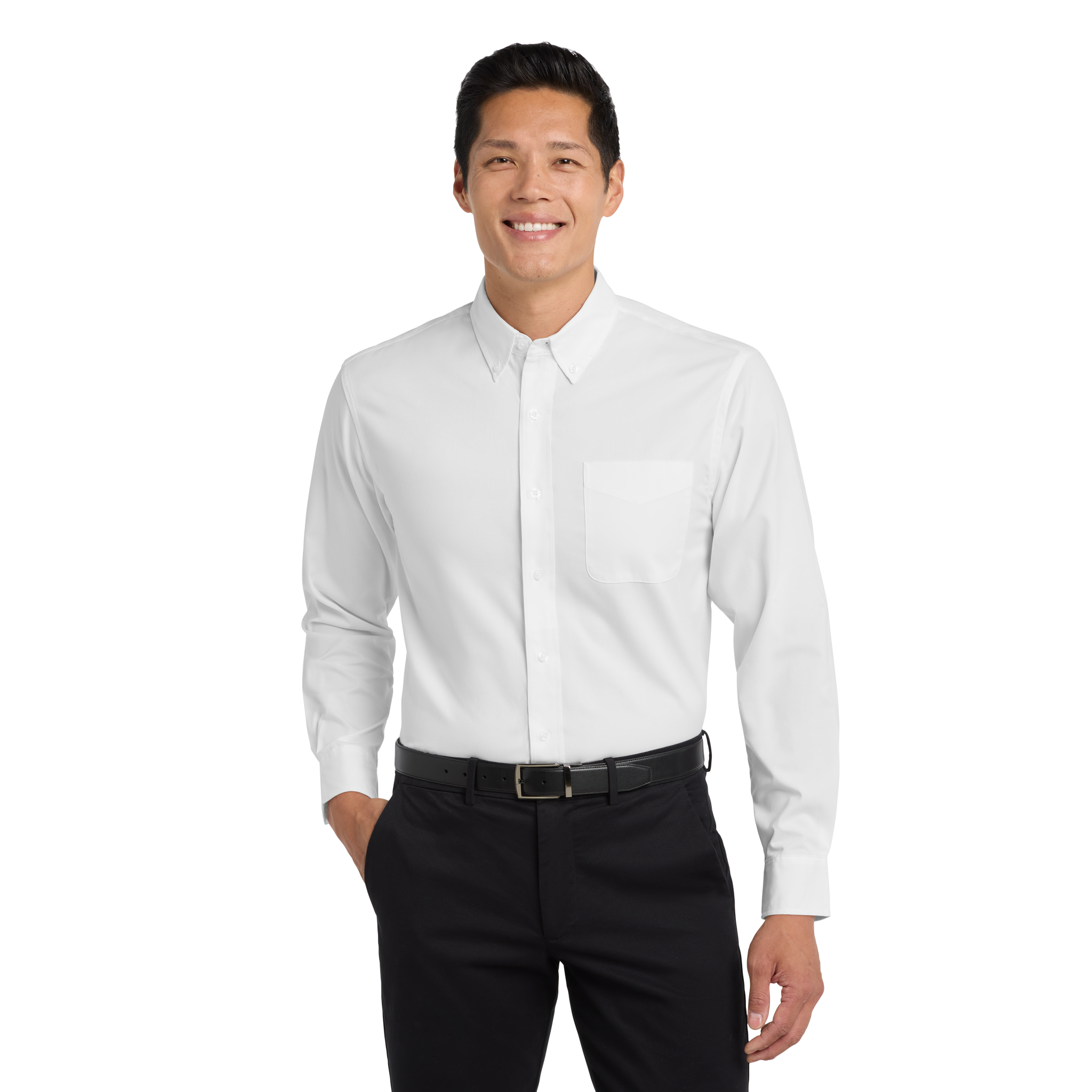 Embroidered Chest Logo Long Sleeve Shirt product thumbnail image