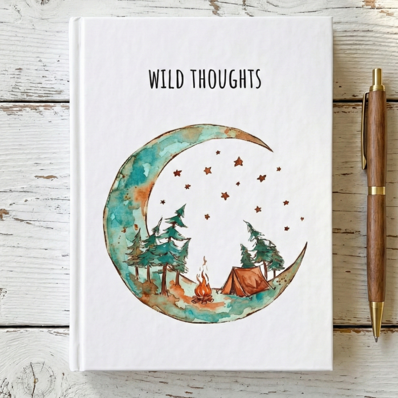 Wild Thoughts Journal — Camping Moon Ruled Notebook for Nature Lovers