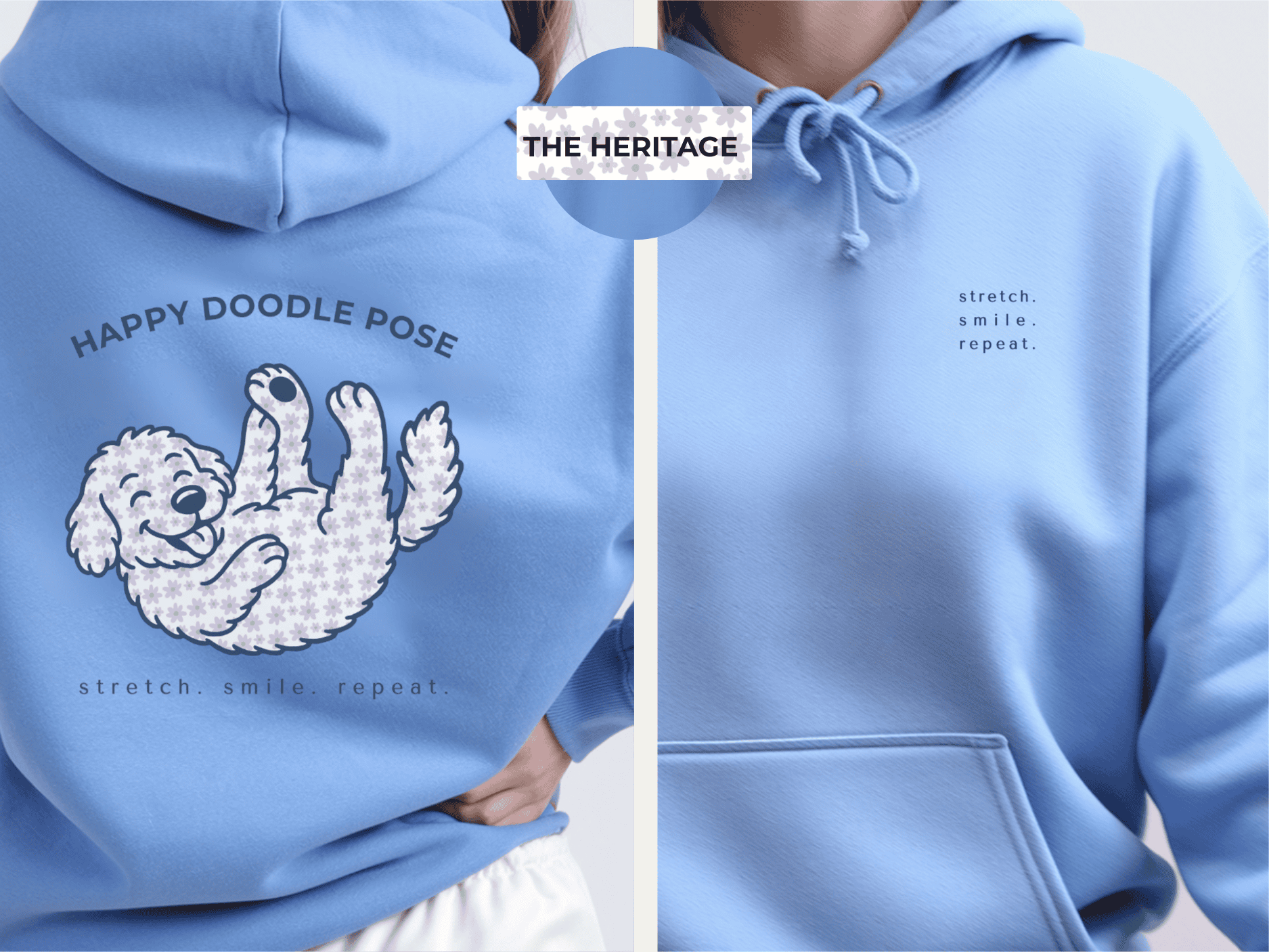 Original Floral Puppy Hoodie, Minimalist Dog Mom Gift, Zen Yoga Aesthetic Sweatshirt, Artist Designed Dog Art product thumbnail image