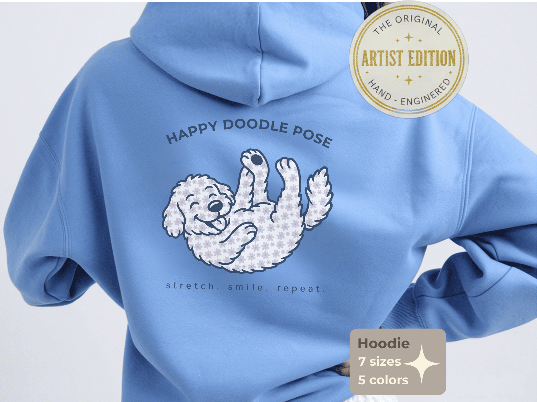 Original Floral Puppy Hoodie, Minimalist Dog Mom Gift, Zen Yoga Aesthetic Sweatshirt, Artist Designed Dog Art product thumbnail image